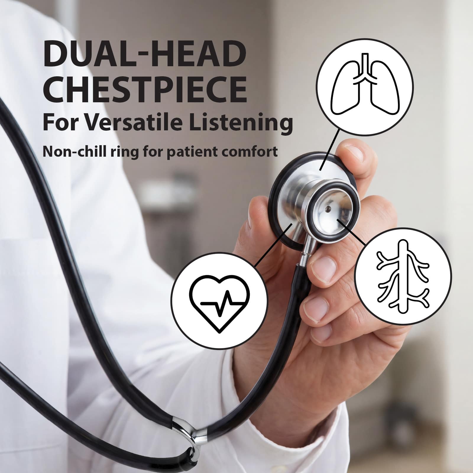 Veridian Training Aluminum Dual Head Stethoscope - Image 4