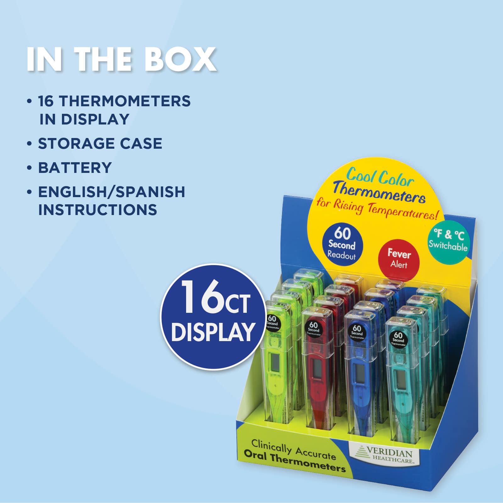 Veridian 60-second Thermometers |16pc Display - Image 7