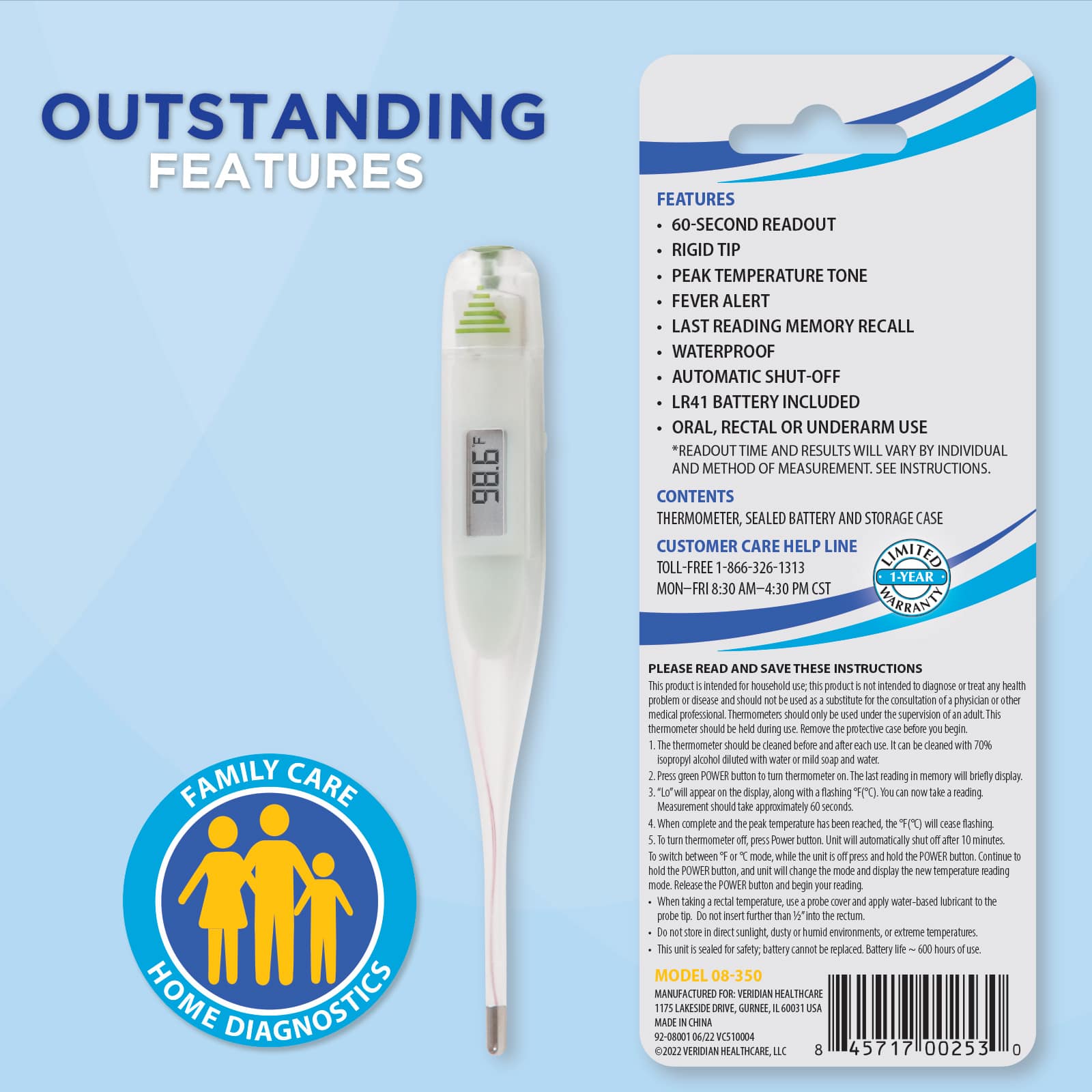 Veridian Mini 60- Second Digital Thermometer - Image 3