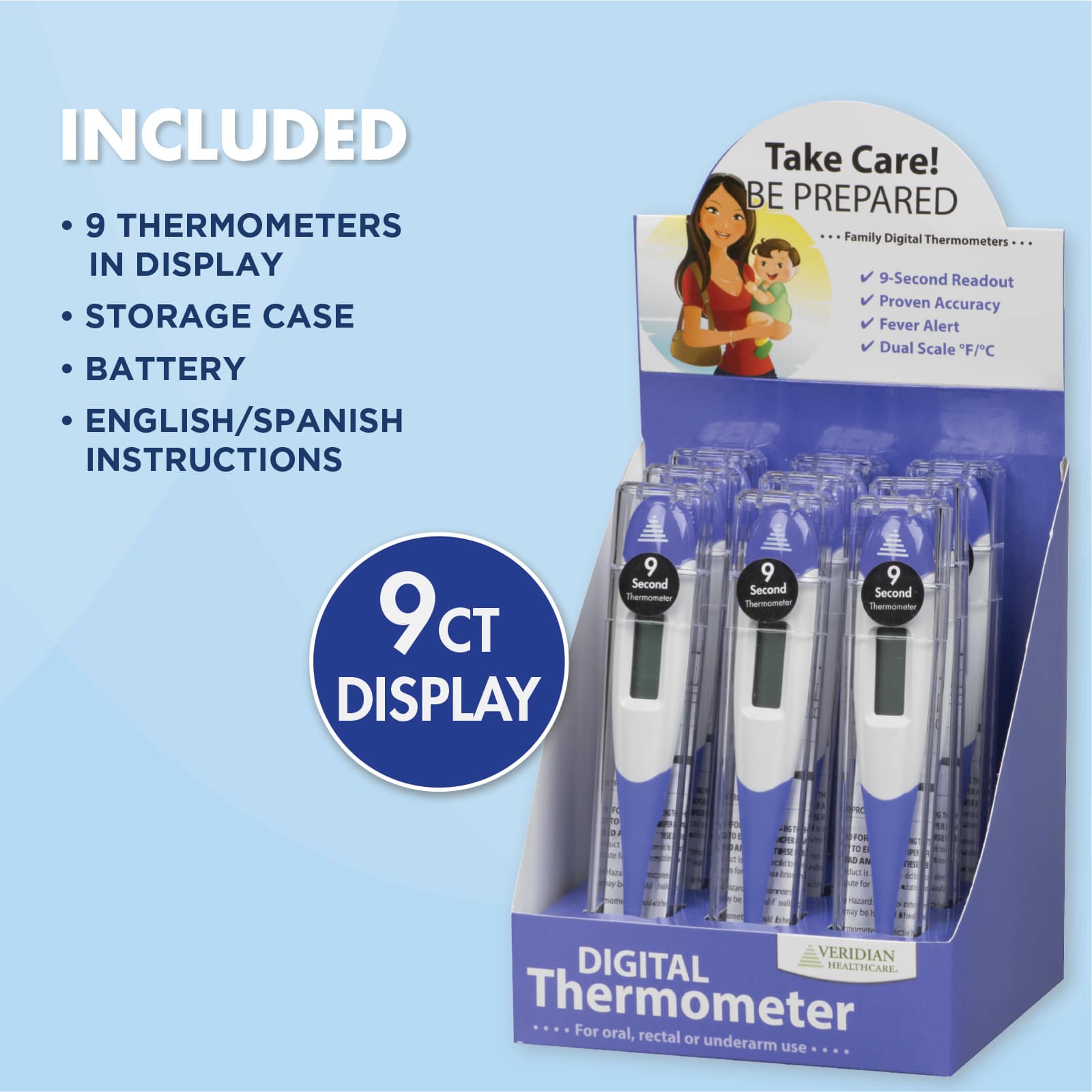 Veridian 9pc 9-Second Flex-Tip Thermometer Display - Image 7