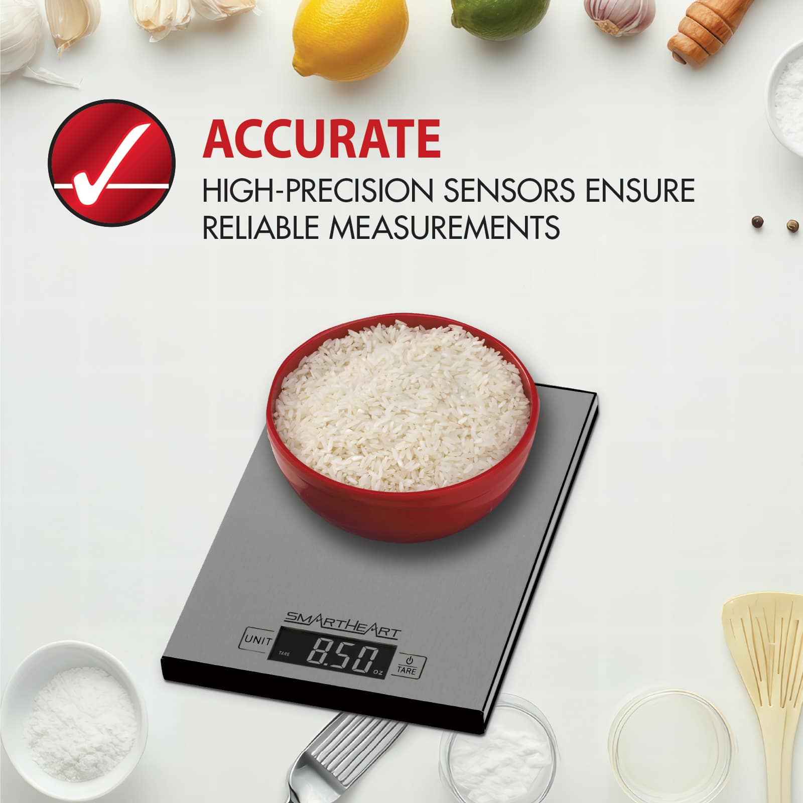 SmartHeart Stainless Steel Digital Food Scale - Image 2