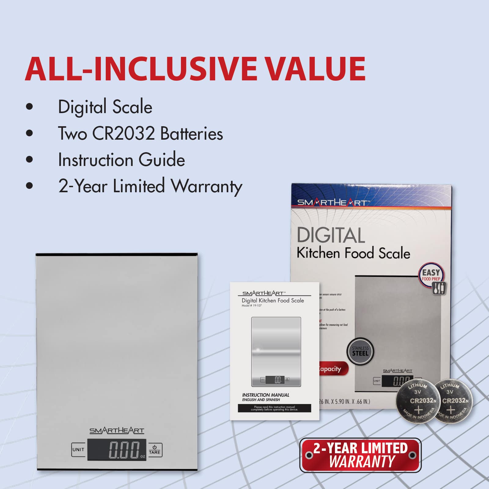 SmartHeart Stainless Steel Digital Food Scale - Image 7