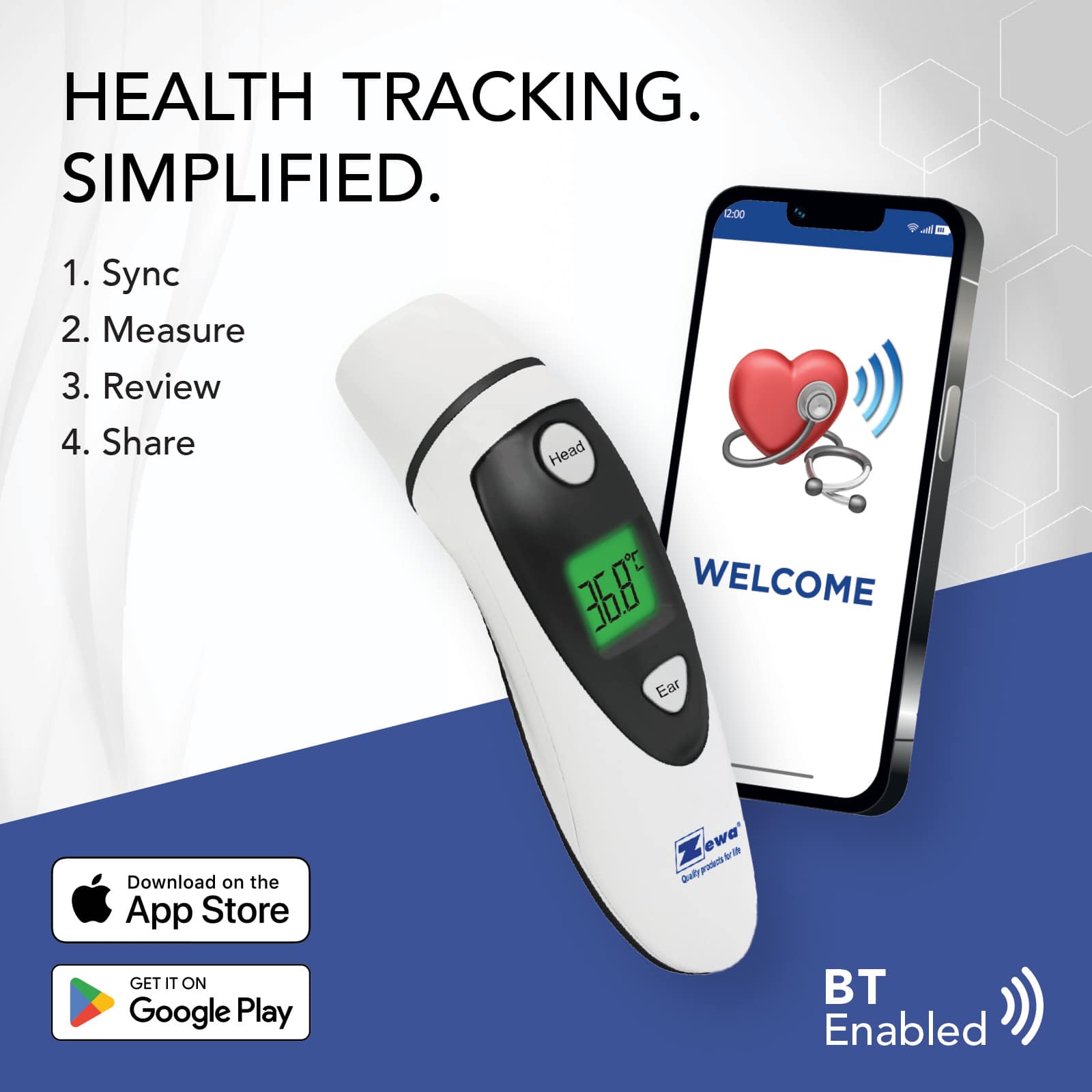 Zewa Connect Non-Contact Infrared Ear-Forehead Thermometer - Image 3
