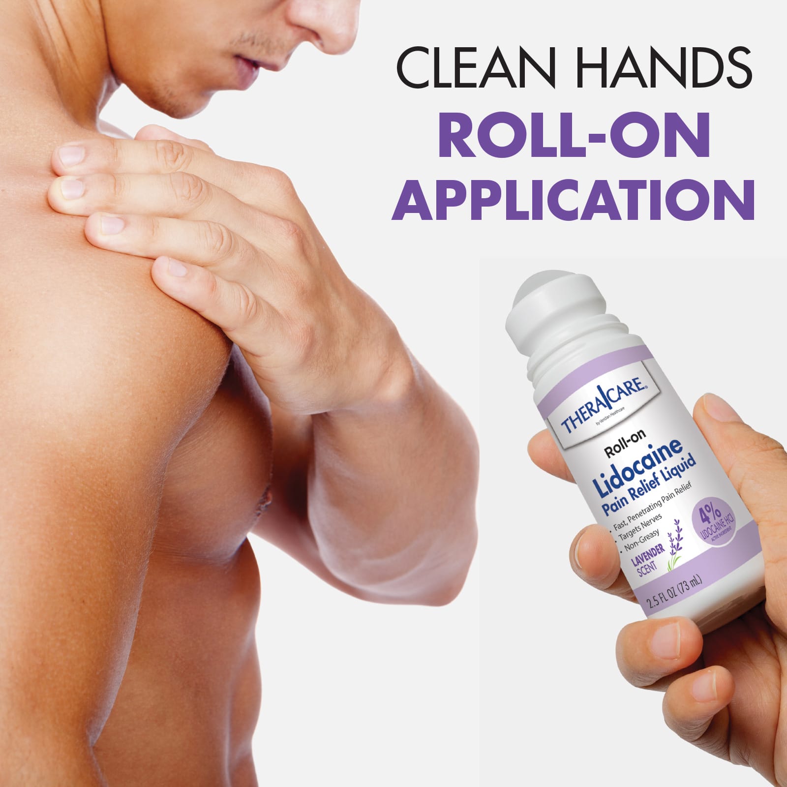 TheraCare Lidocaine Pain Relief Roll-On Lavender Scent - Image 2