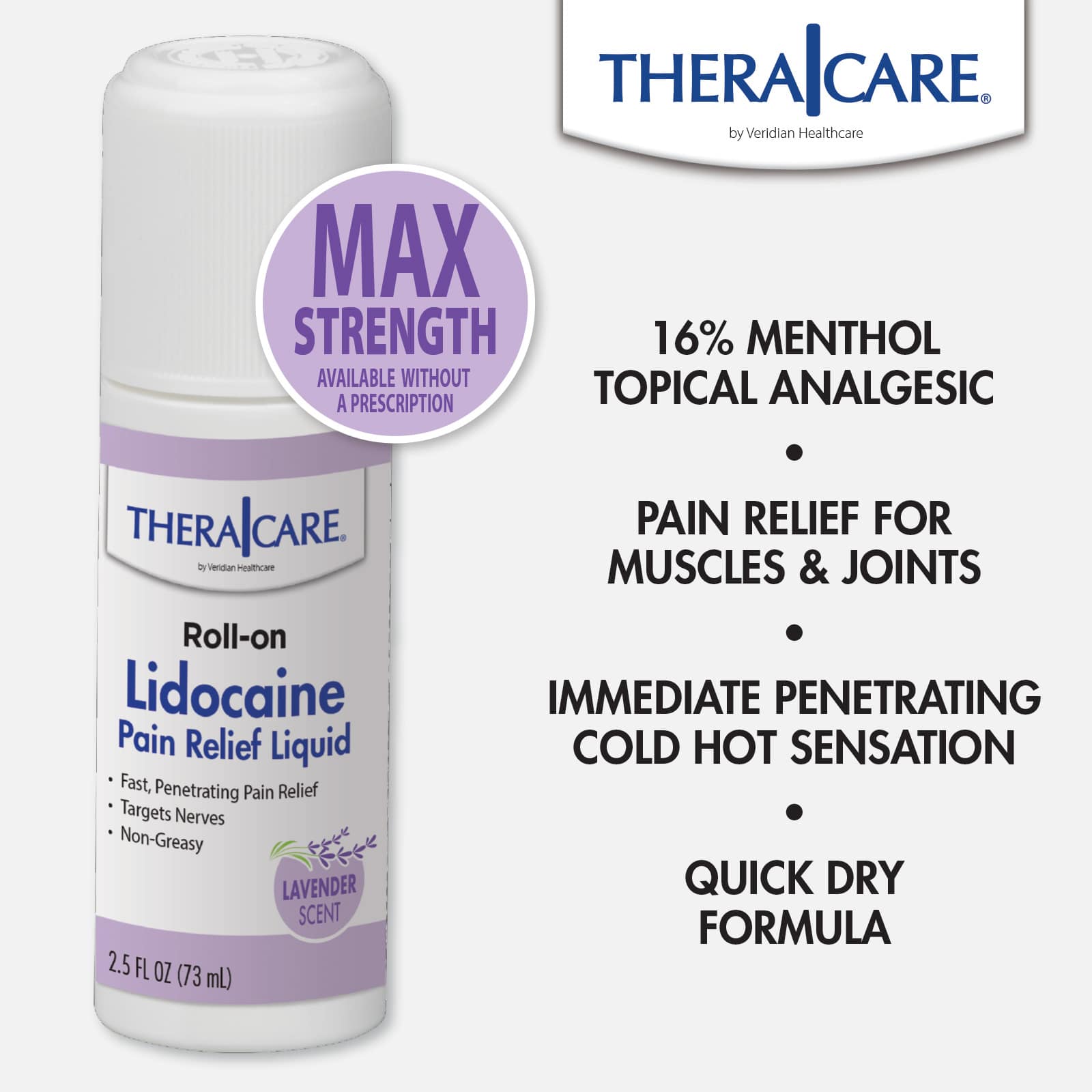 TheraCare Lidocaine Pain Relief Roll-On Lavender Scent - Image 6