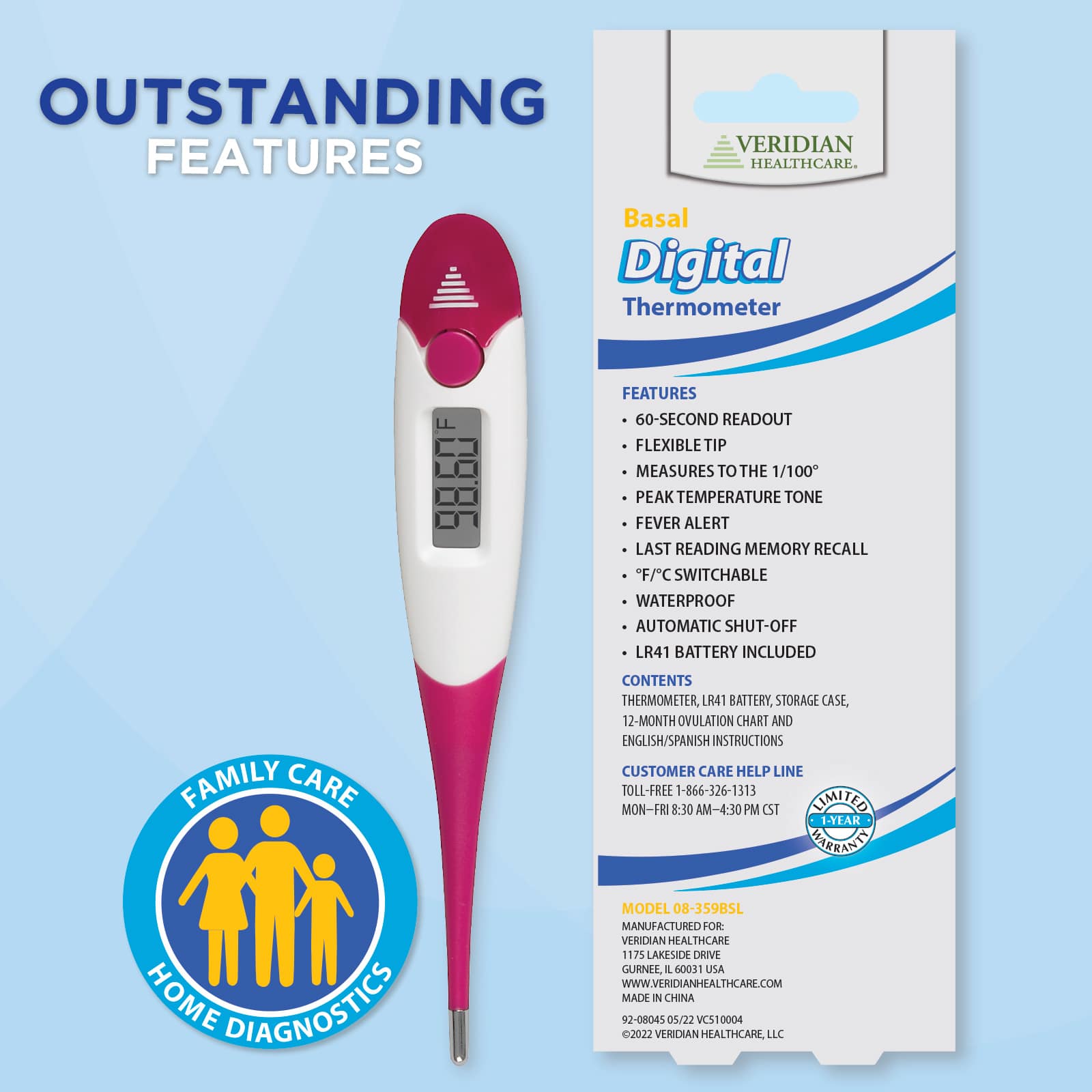 Veridian 60-Second Basal Digital Thermometer - Image 3