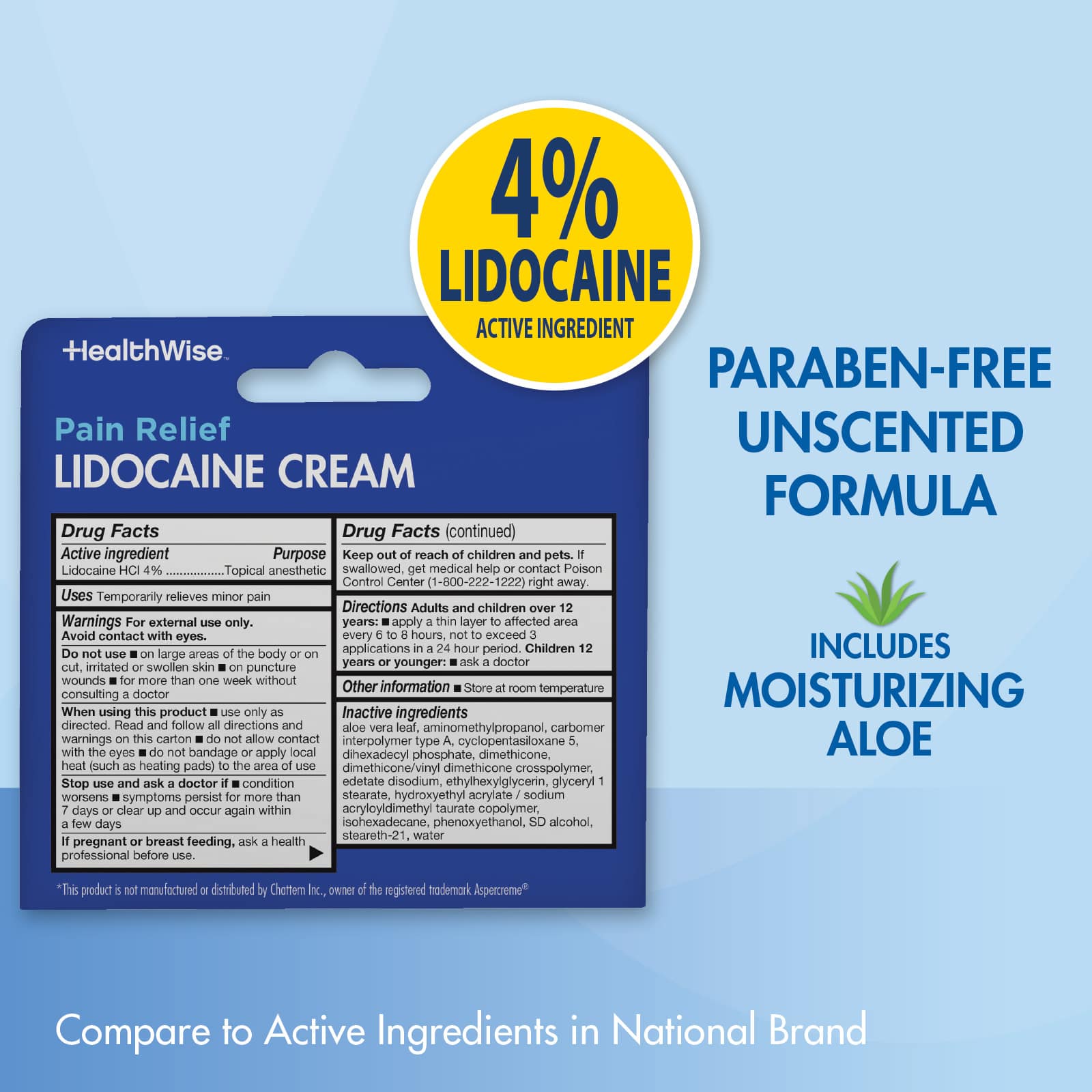 HealthWise Maximum Strength Lidocaine Cream 1.75oz - Image 3