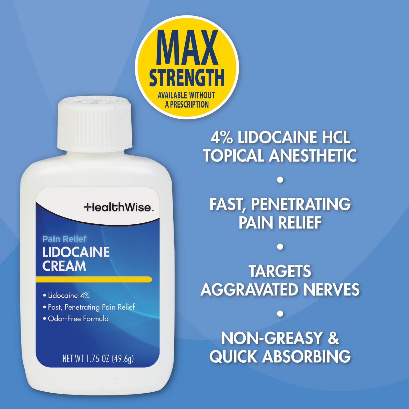 HealthWise Maximum Strength Lidocaine Cream 1.75oz - Image 5