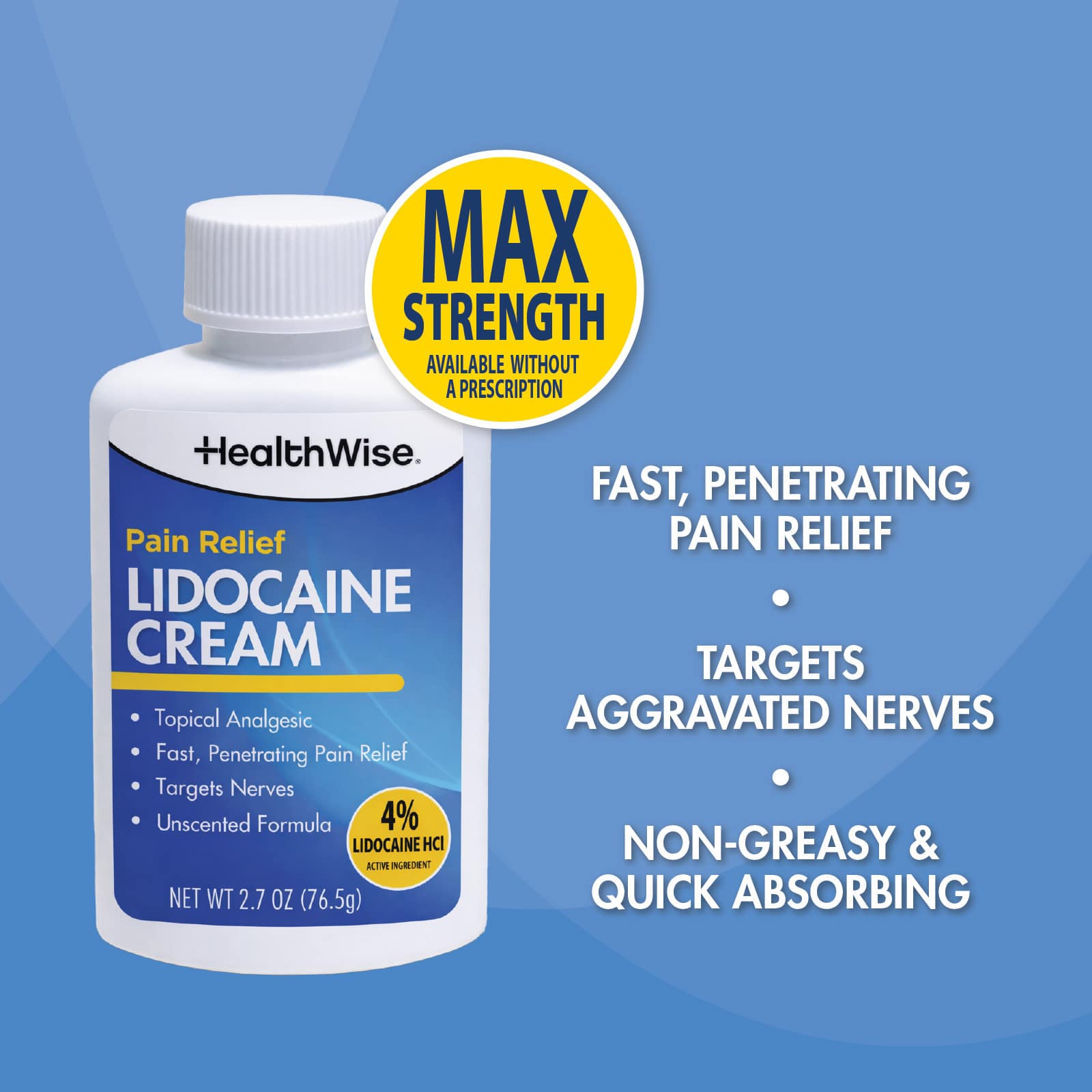HealthWise Maximum Strength Lidocaine Cream 2.7oz - Image 5