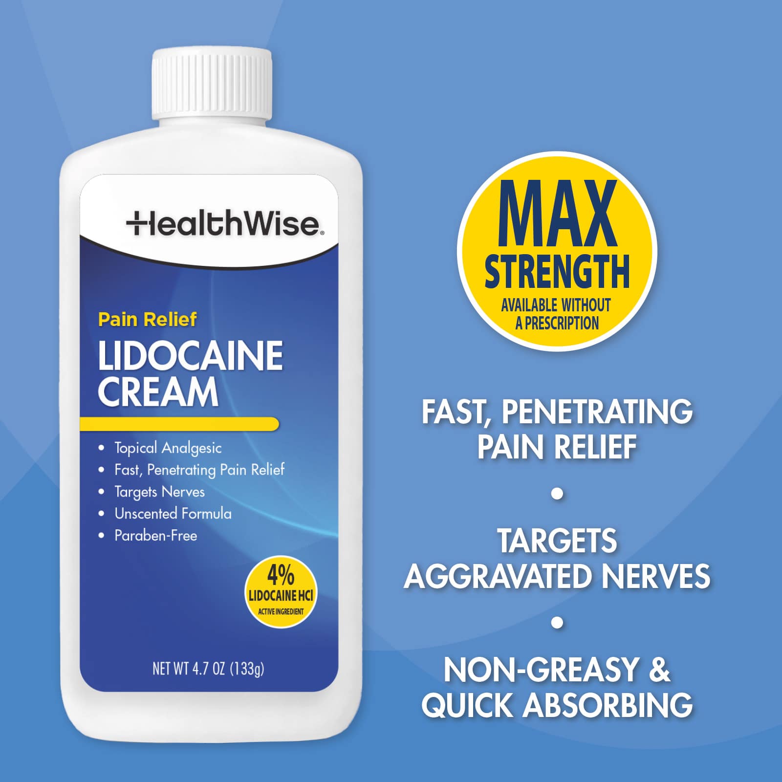 HealthWise Maximum Strength Lidocaine Cream 4.7oz - Image 5