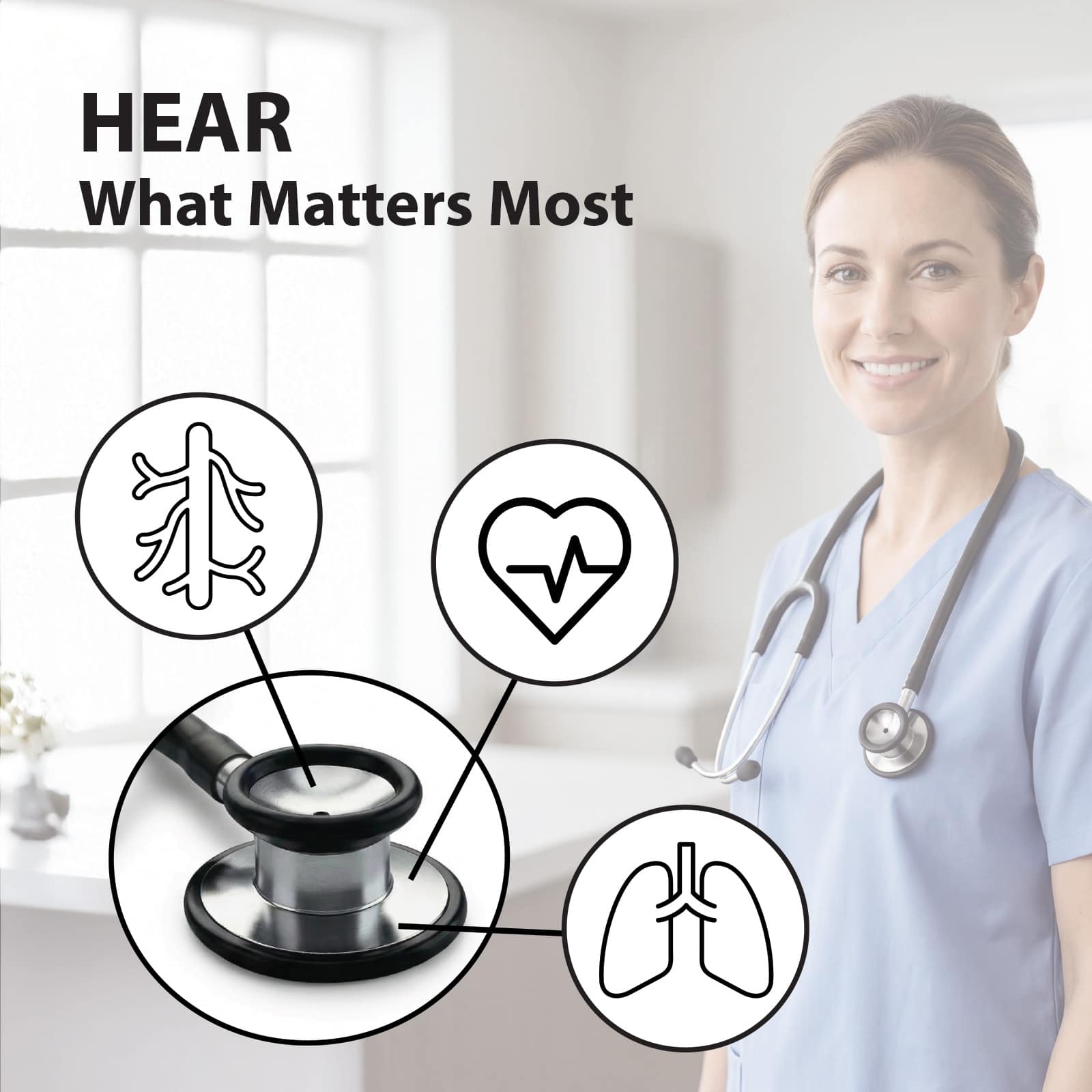 Veridan Pinnacle Series Stainless Steel Stethoscope - Image 3