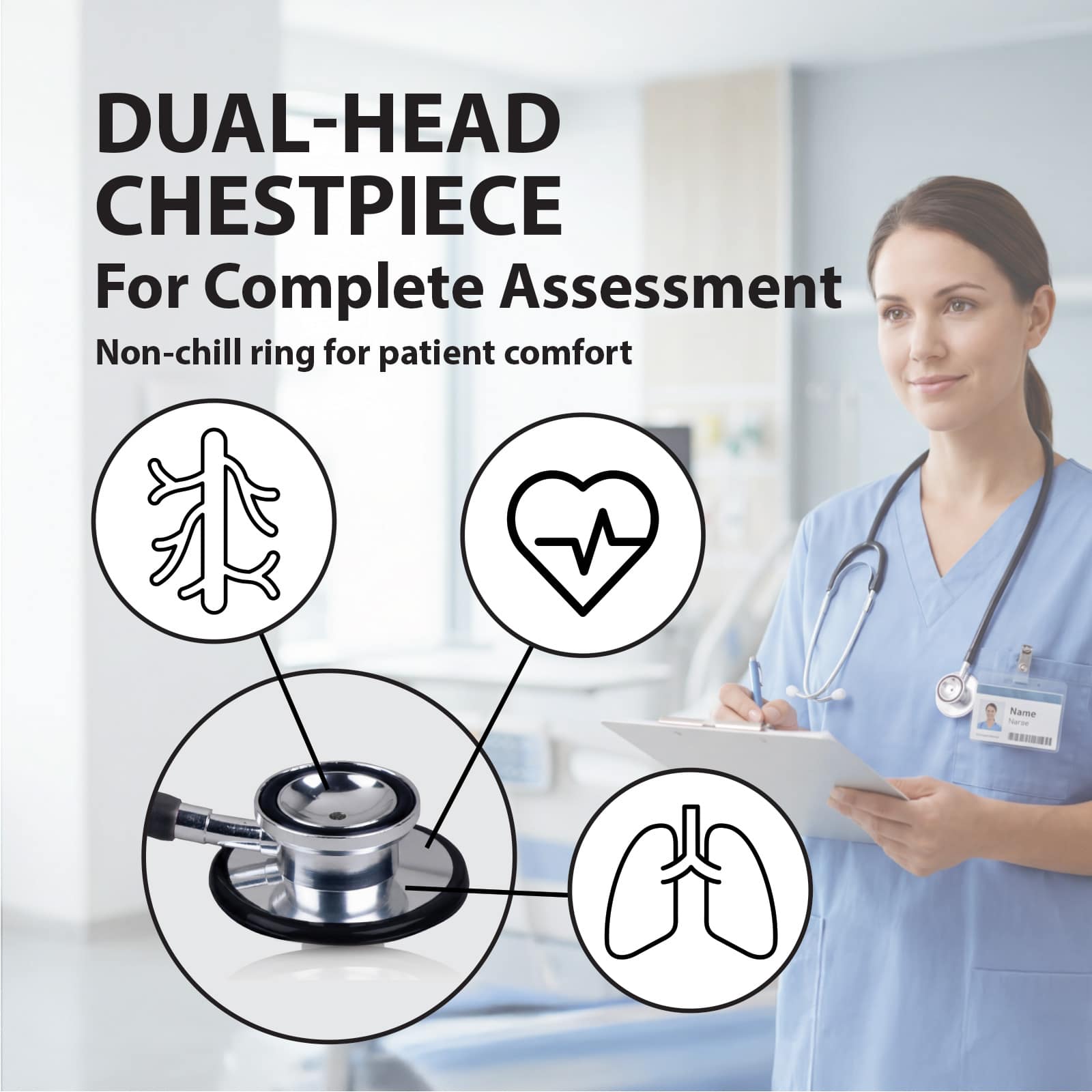 Veridian Prism Series Dual Head Stethoscope - Image 4