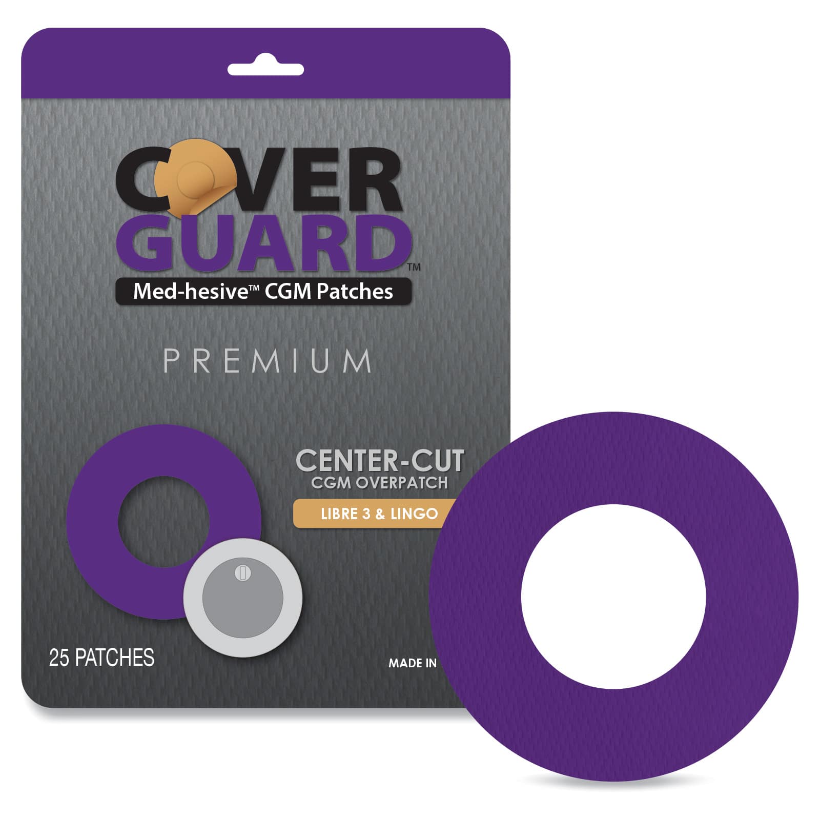 CoverGuard CGM Overpatch Freestyle Libre 3 Purple Center-cut