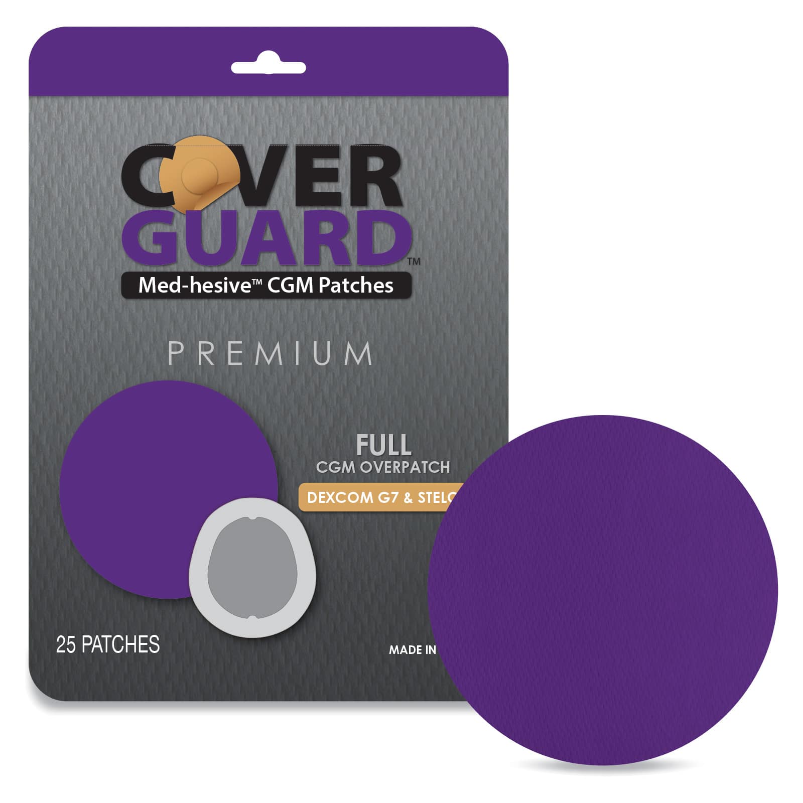 CoverGuard CGM Overpatch Dexcom G7, Stelo Purple Full Coverage