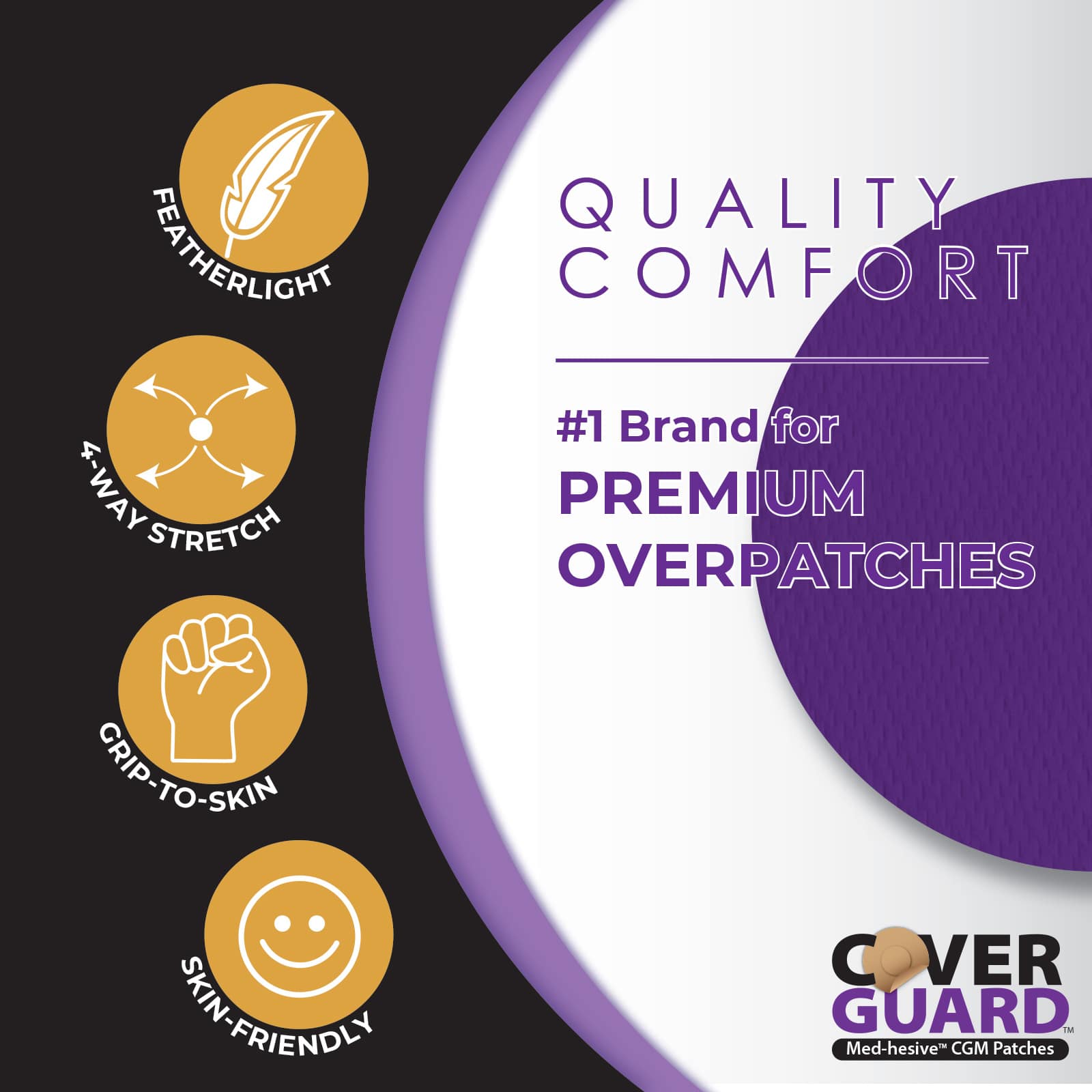 CoverGuard CGM Overpatch Dexcom G7, Stelo Purple Full Coverage - Image 15