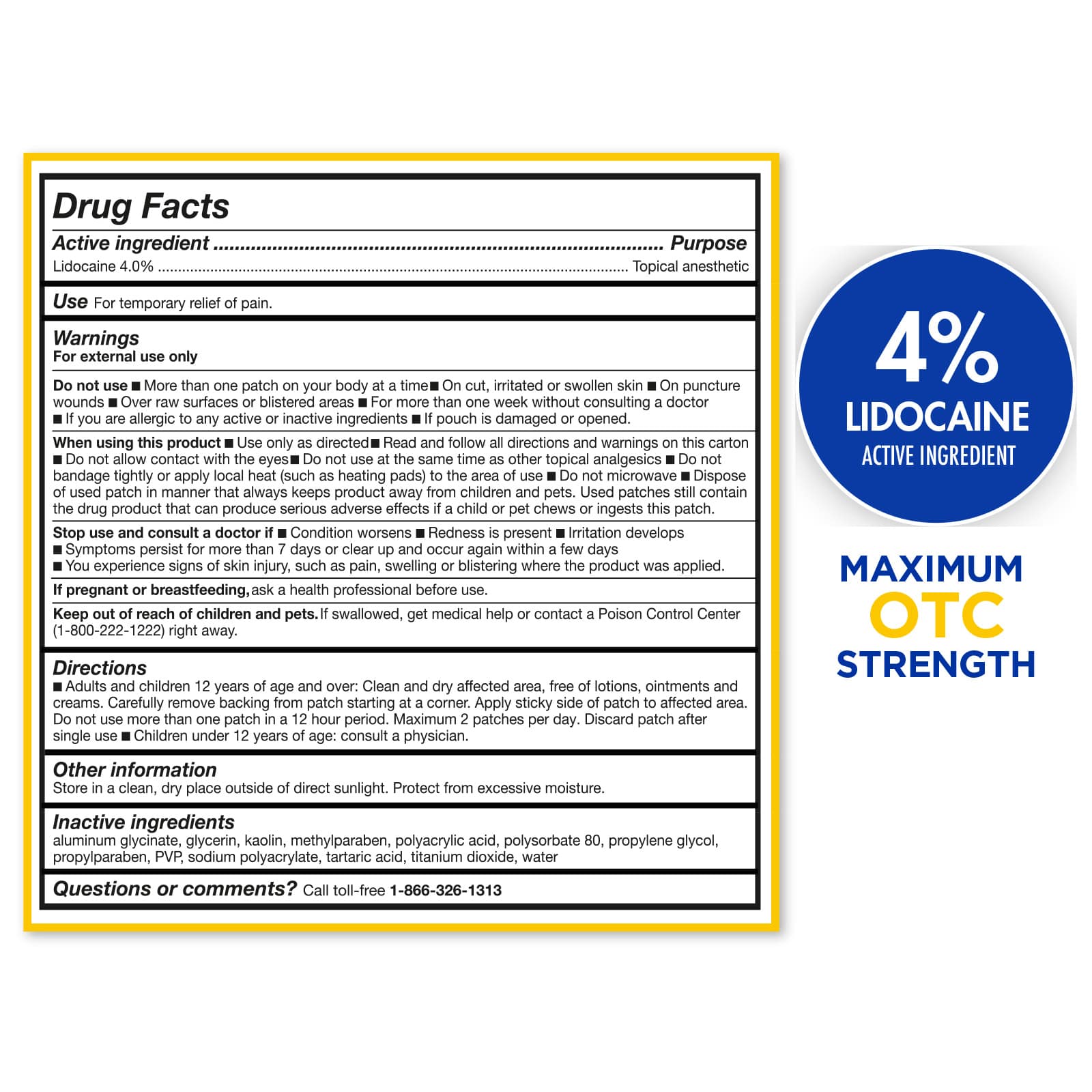 TheraCare OTC Pain Relief 4% Lidocaine Patch XL, 3 Count - Image 2