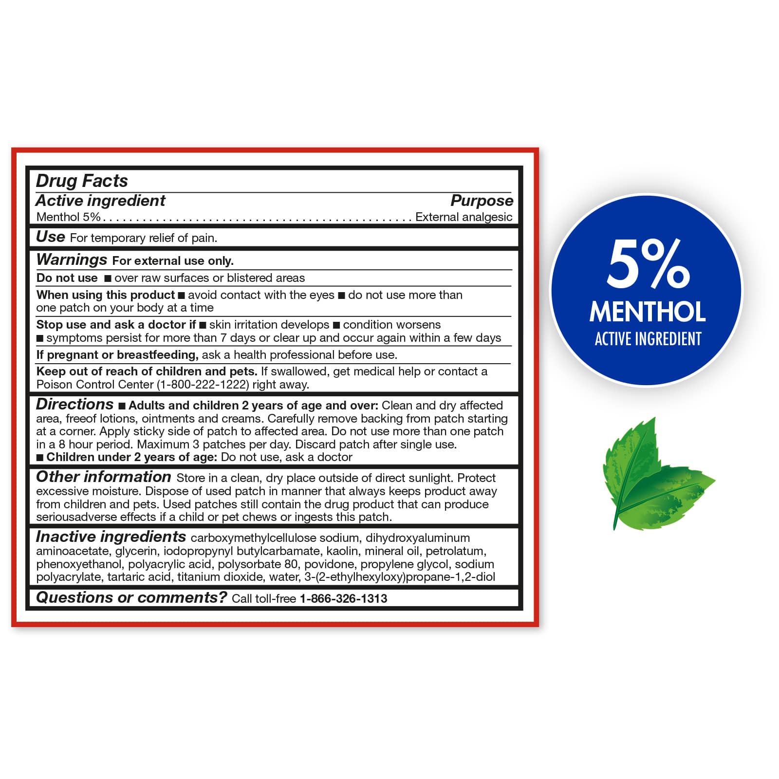 TheraCare 5% Menthol Pain Relief Patch, 4 Count - Image 2