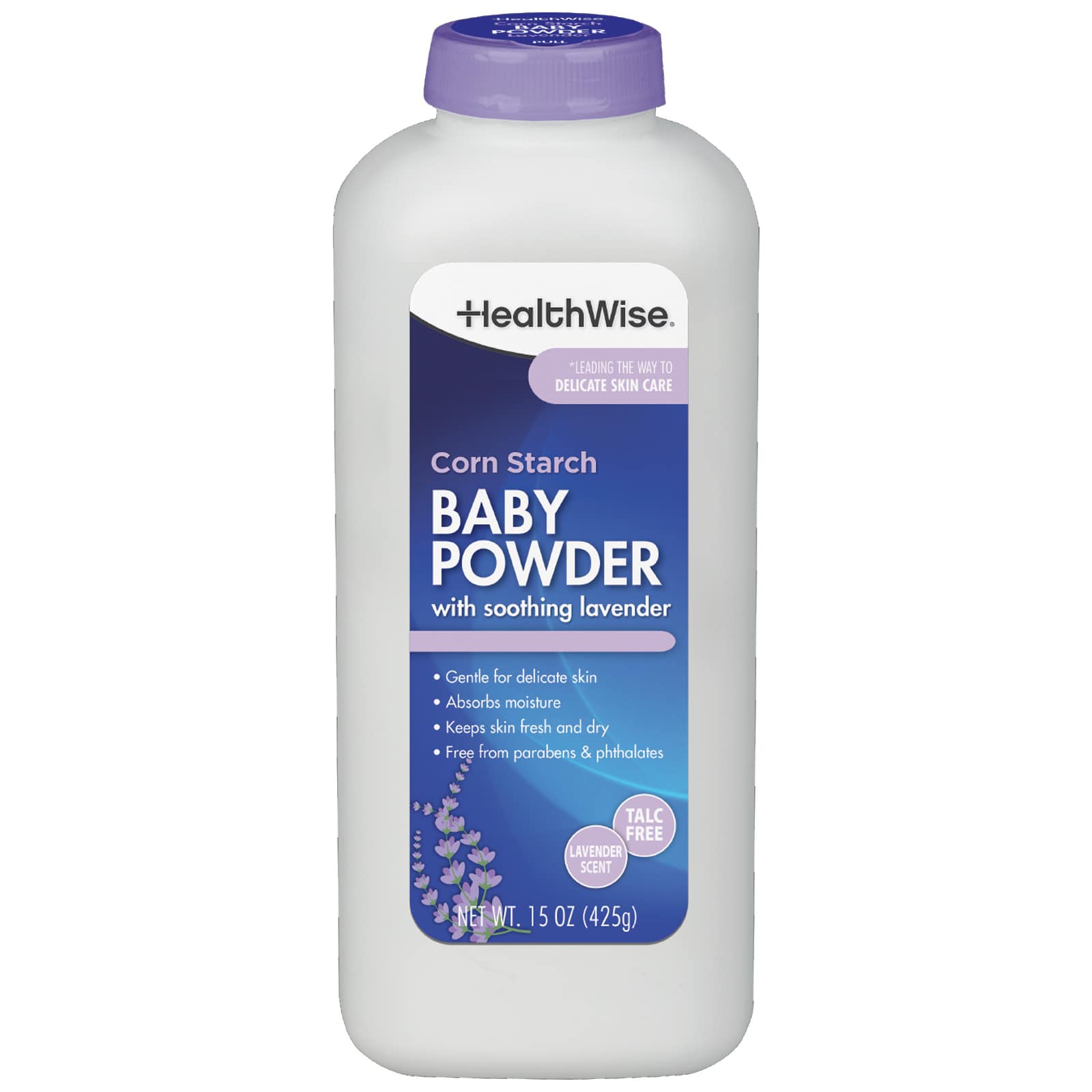 HealthWise Corn Starch Baby Powder Lavender Scent 15 oz