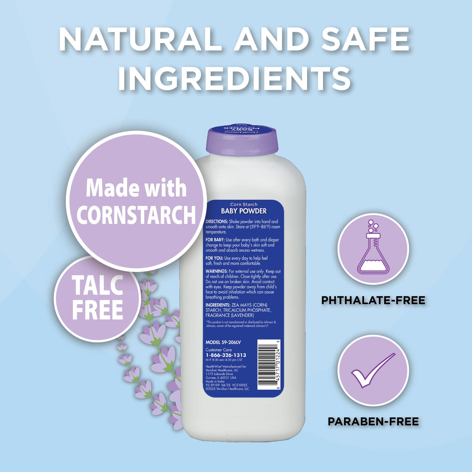 HealthWise Corn Starch Baby Powder Lavender Scent 15 oz - Image 5