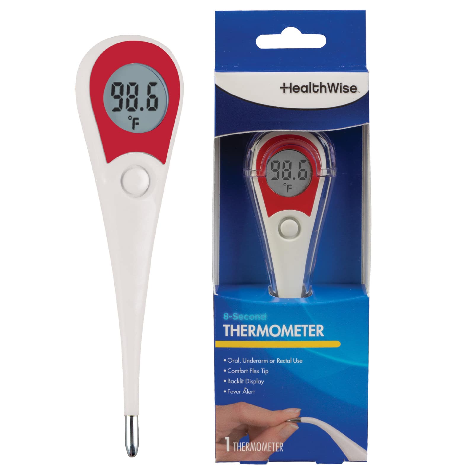 HealthWise Digital Thermometer 8-Second Flexible Tip