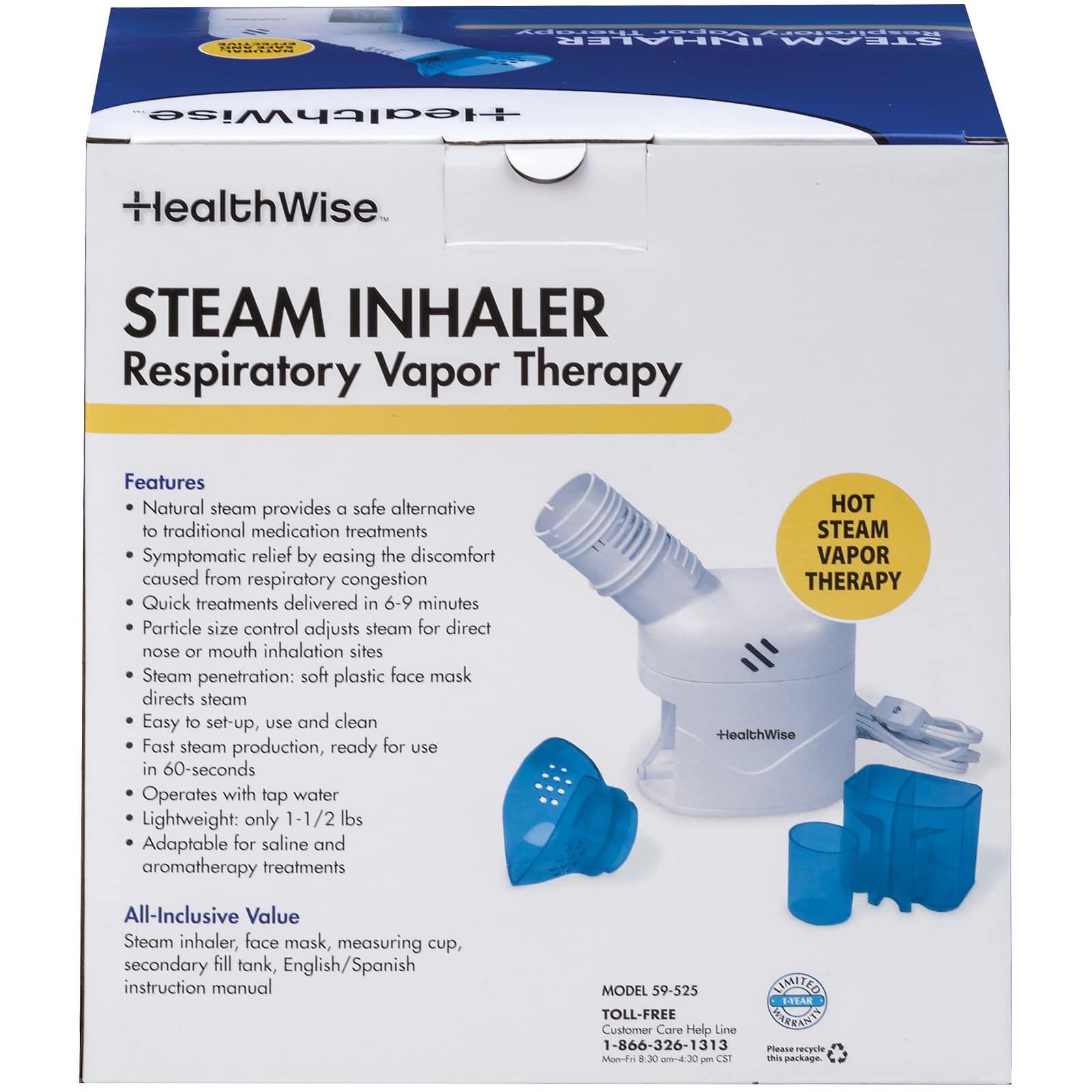 HealthWise Steam Inhaler Respiratory Vapor Therapy System - Image 3
