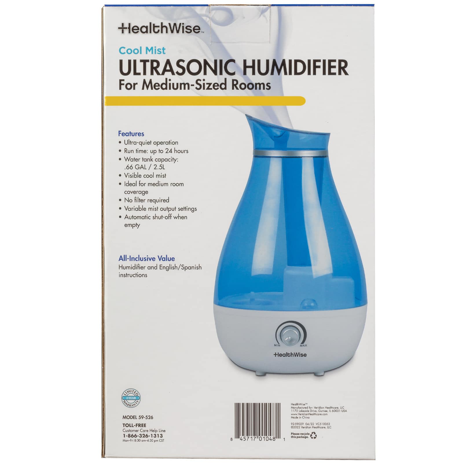HealthWise Cool Mist Ultrasonic Humidifier - Image 3