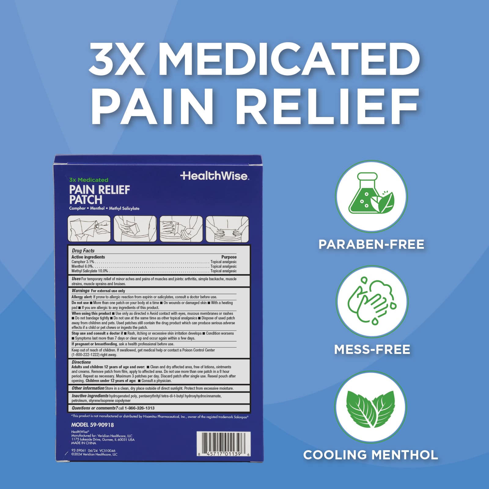 HealthWise Targeted Pain Relief Medicated Patch Large - Image 2