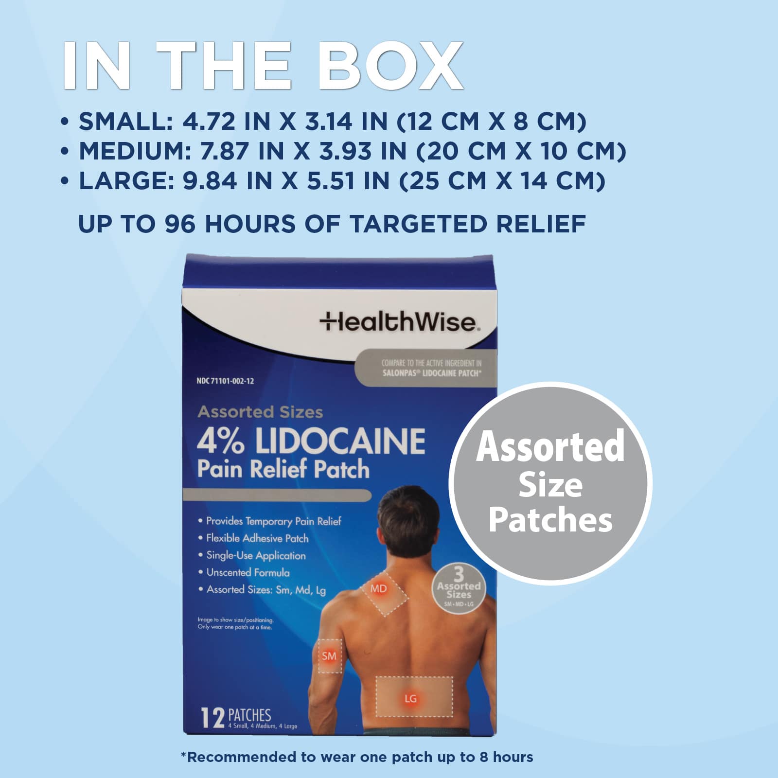 HealthWise Lidocaine Pain Patch Assorted Sizes - Image 8