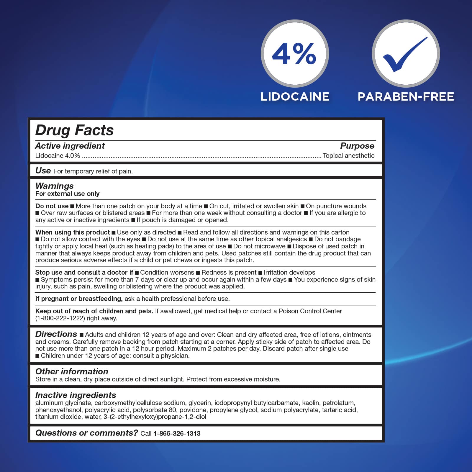 HealthWise Lidocaine Pain Patch 4% Lidocaine 18 Count - Image 2