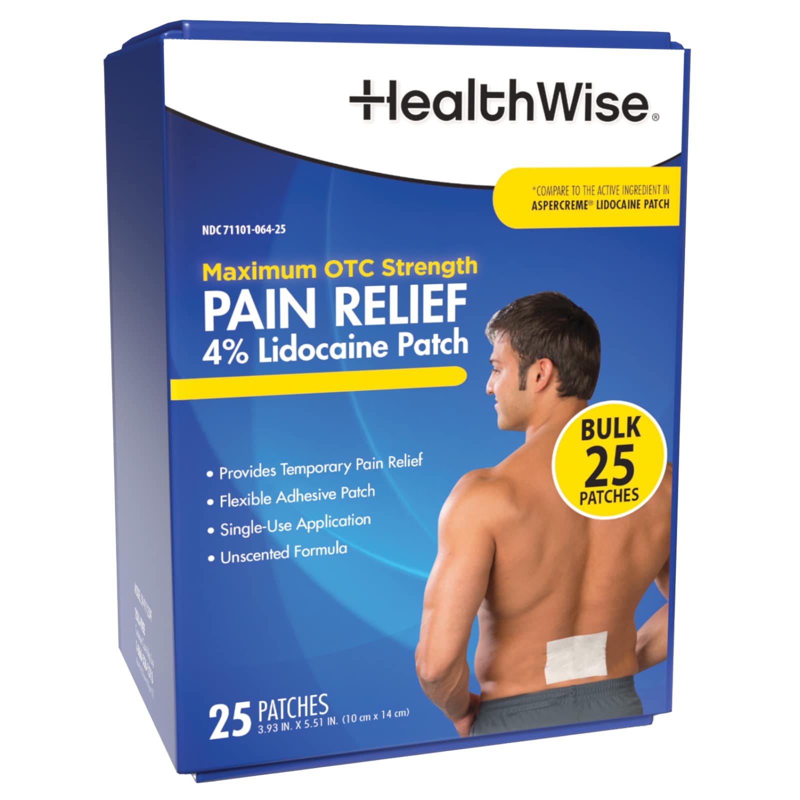HealthWise 4% Lidocaine Pain Relief Patch 25 Count