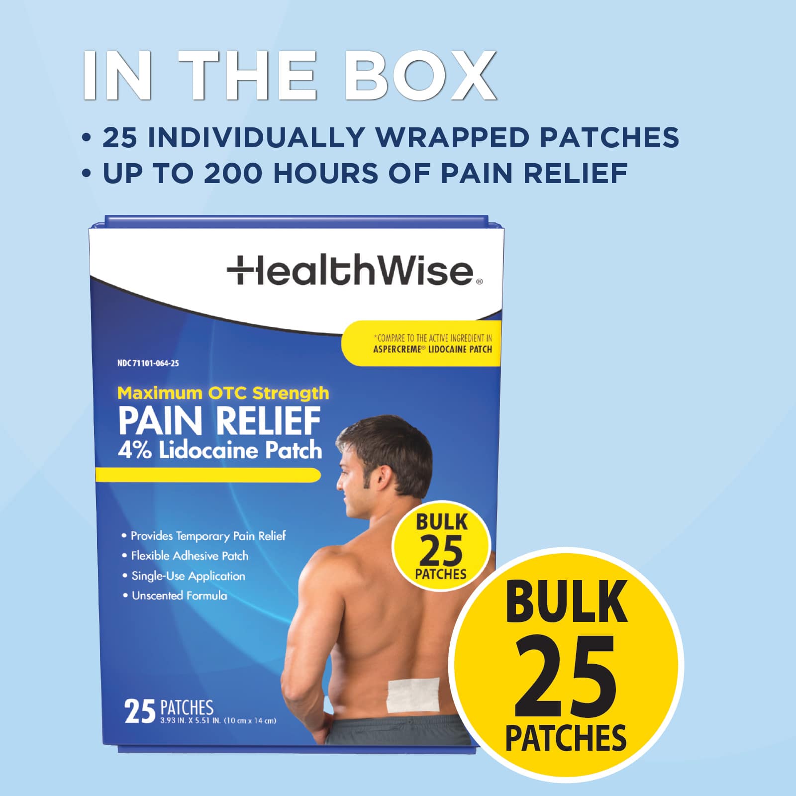 HealthWise 4% Lidocaine Pain Relief Patch 25 Count - Image 8