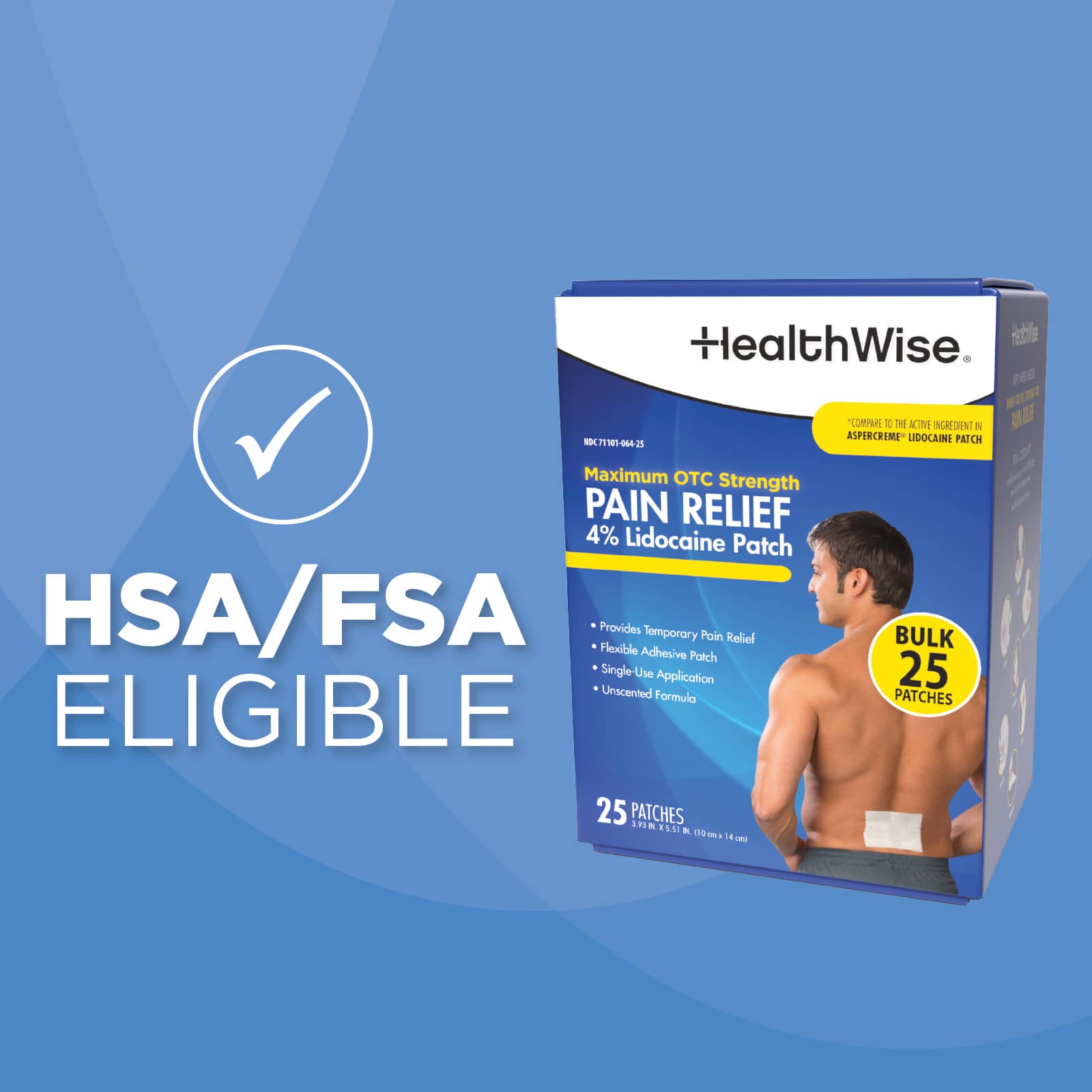 HealthWise 4% Lidocaine Pain Relief Patch 25 Count - Image 9