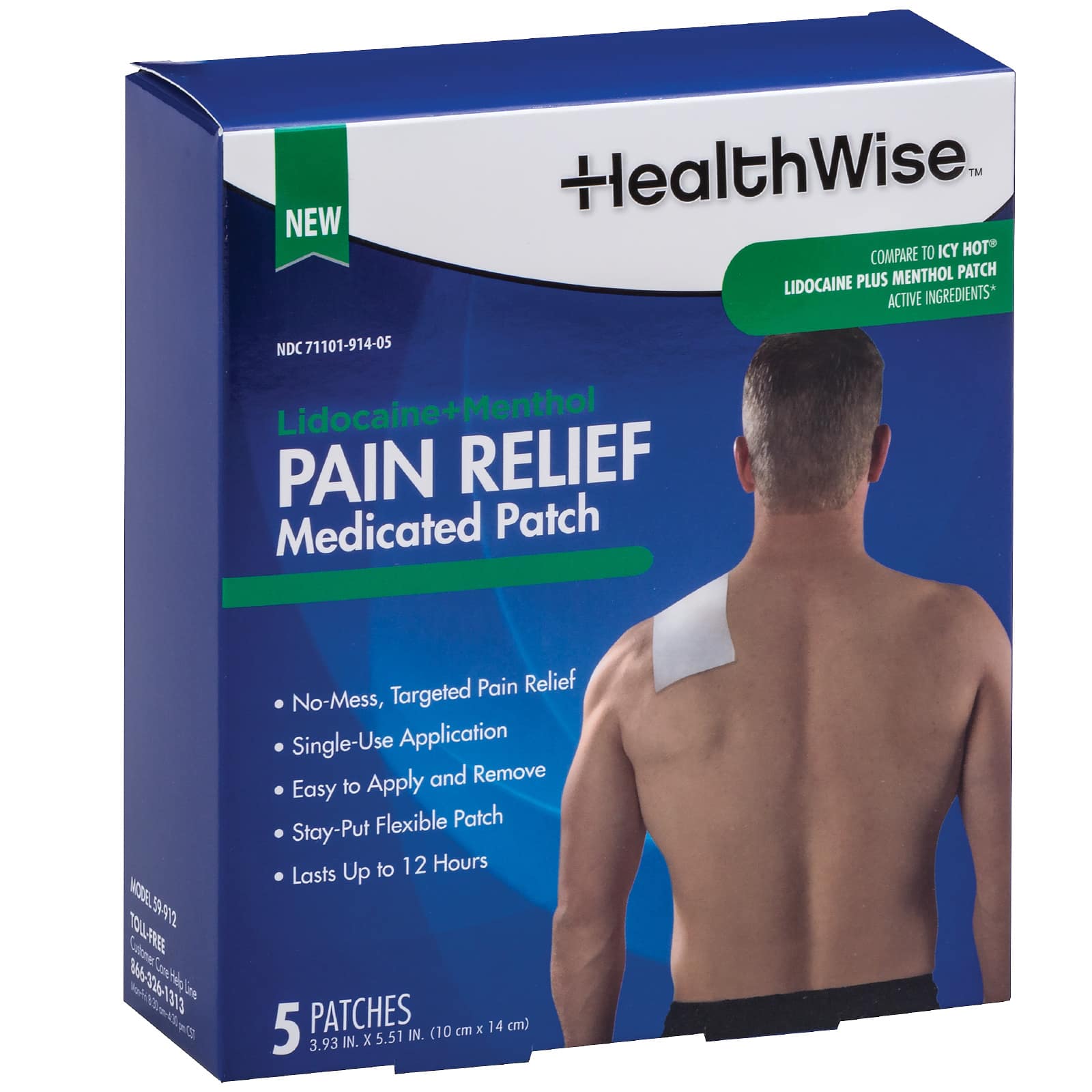 HealthWise Lidocaine + Menthol Pain Relief Patch 5-Count