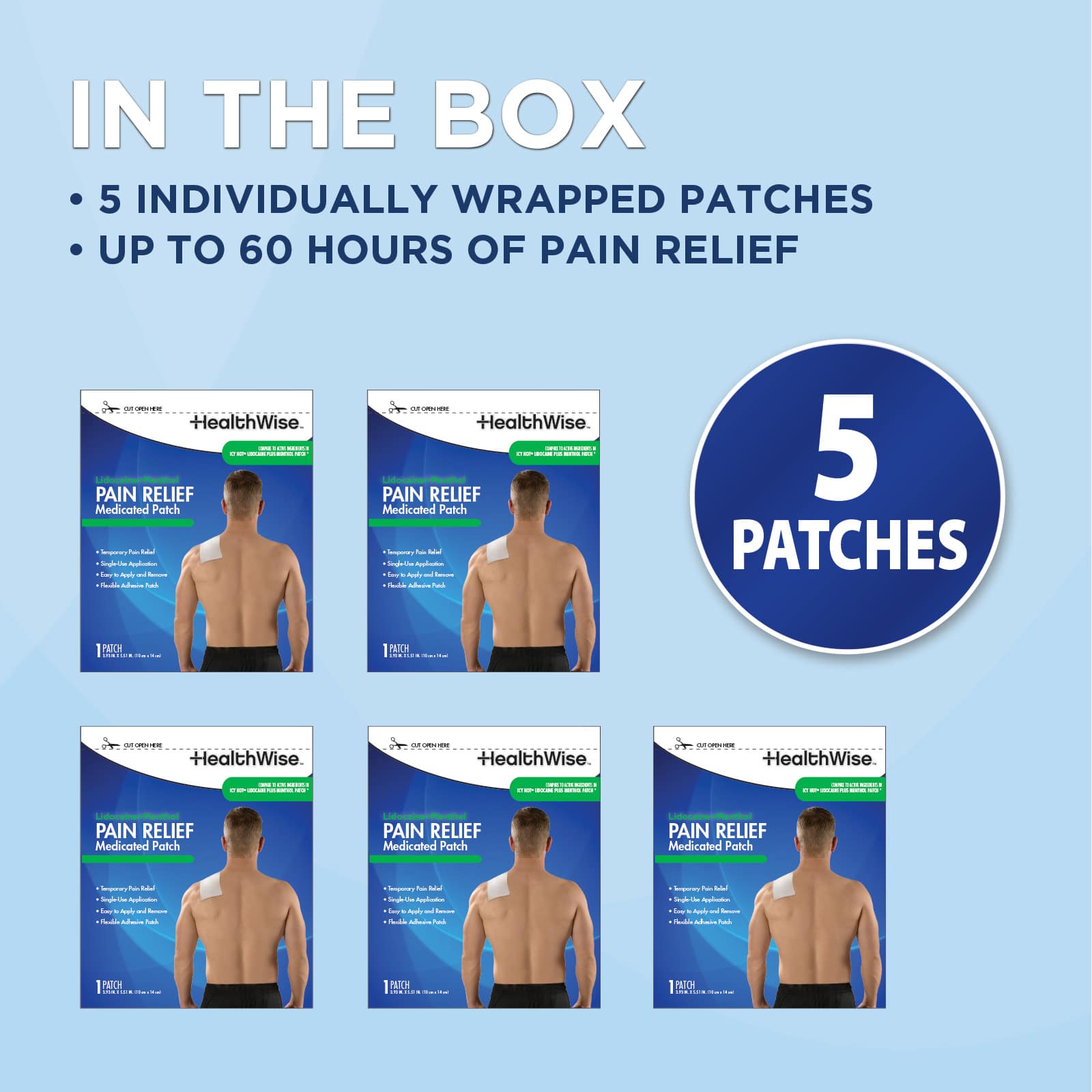 HealthWise Lidocaine + Menthol Pain Relief Patch 5-Count - Image 7