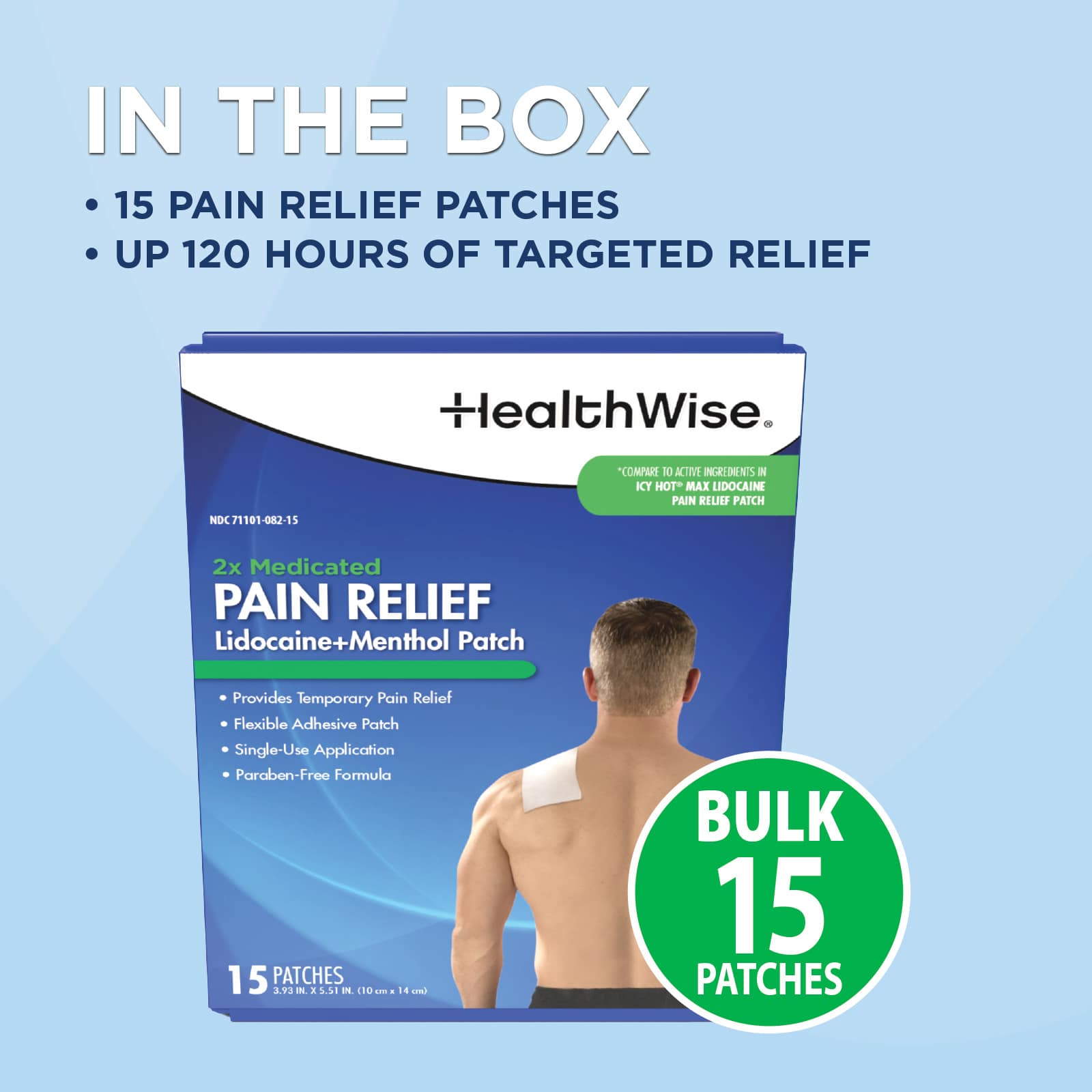 HealthWise Lidocaine + Menthol Pain Relief Patch 15-Count - Image 7