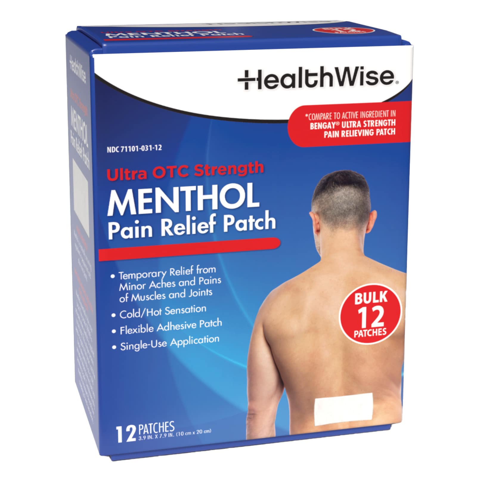 HealthWise Menthol Pain Relief Patch 12-Count