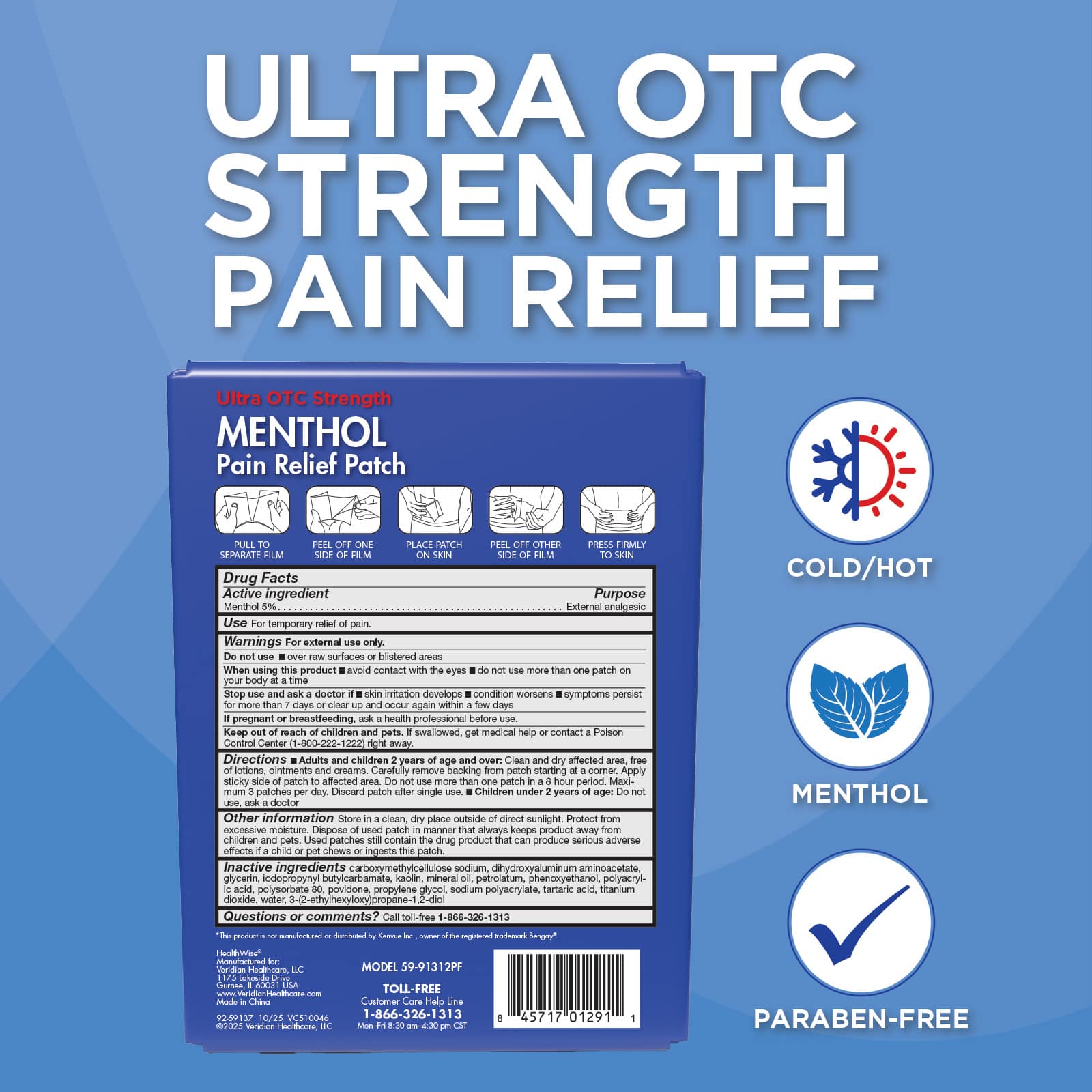 HealthWise Menthol Pain Relief Patch 12-Count - Image 2