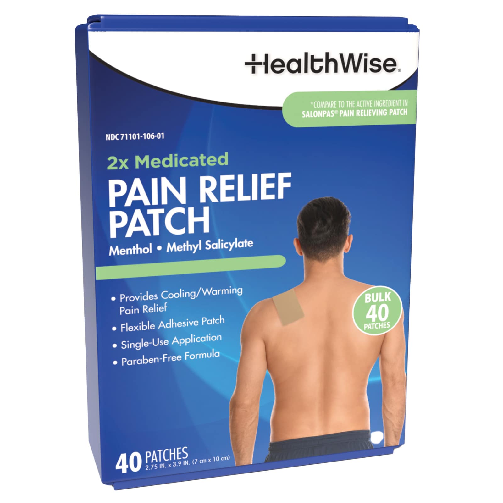 HealthWise Targeted Pain Relief 2x Medicated Patch 40-Count