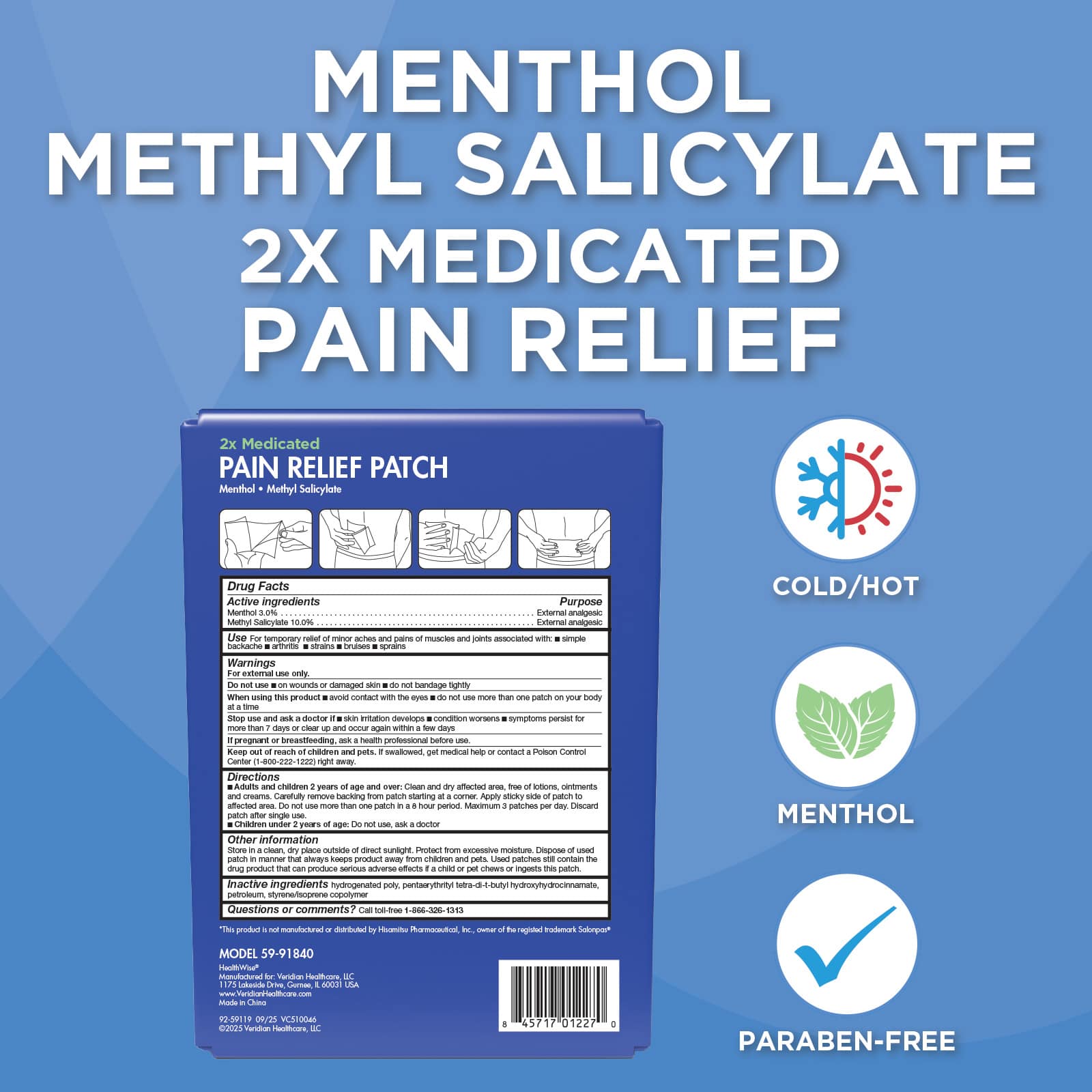 HealthWise Targeted Pain Relief 2x Medicated Patch 40-Count - Image 2