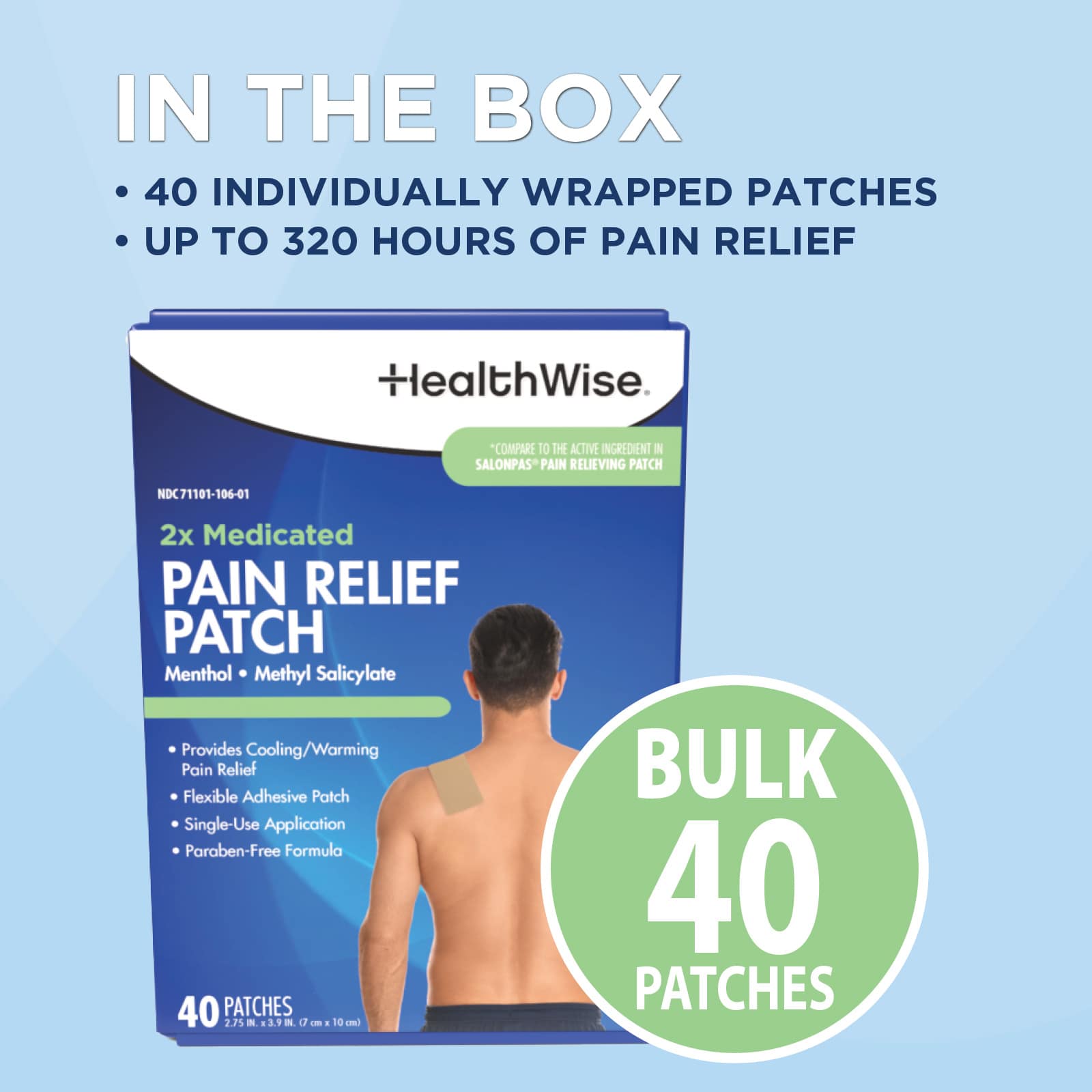 HealthWise Targeted Pain Relief 2x Medicated Patch 40-Count - Image 9