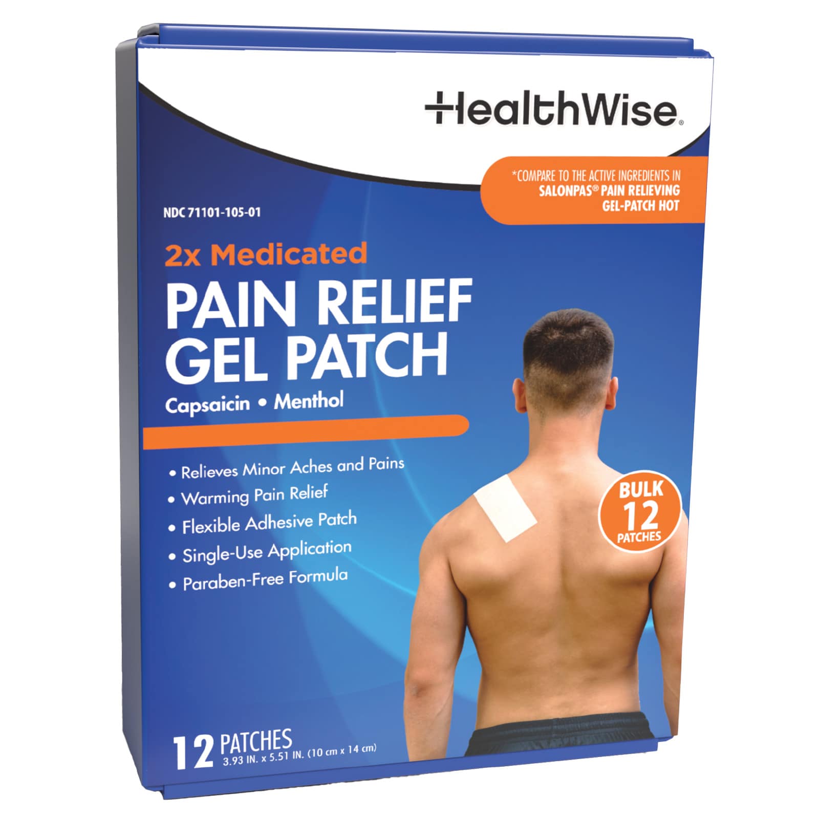 HealthWise 2x Medicated Pain Relief Gel Patch
