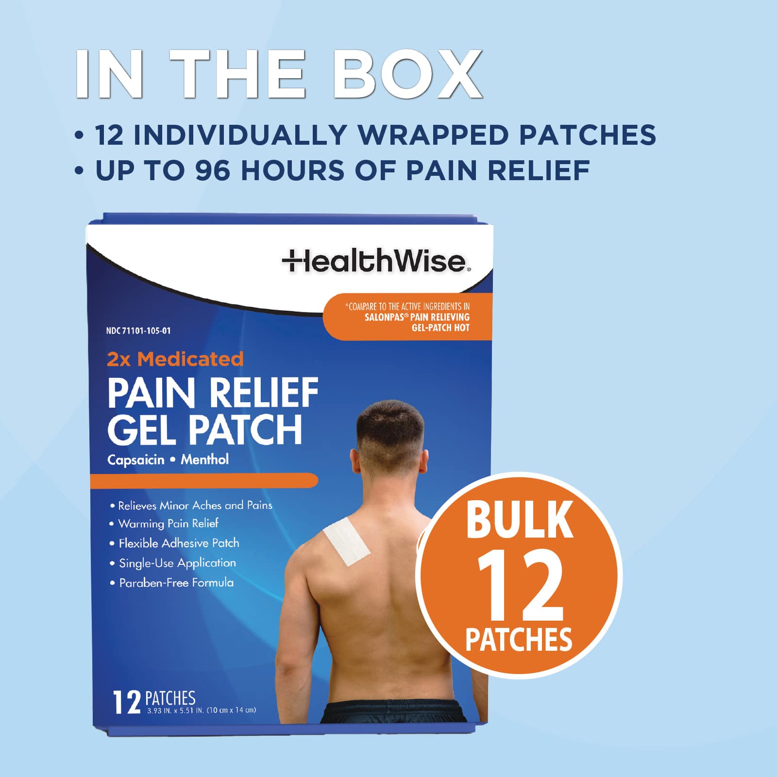 HealthWise 2x Medicated Pain Relief Gel Patch - Image 10