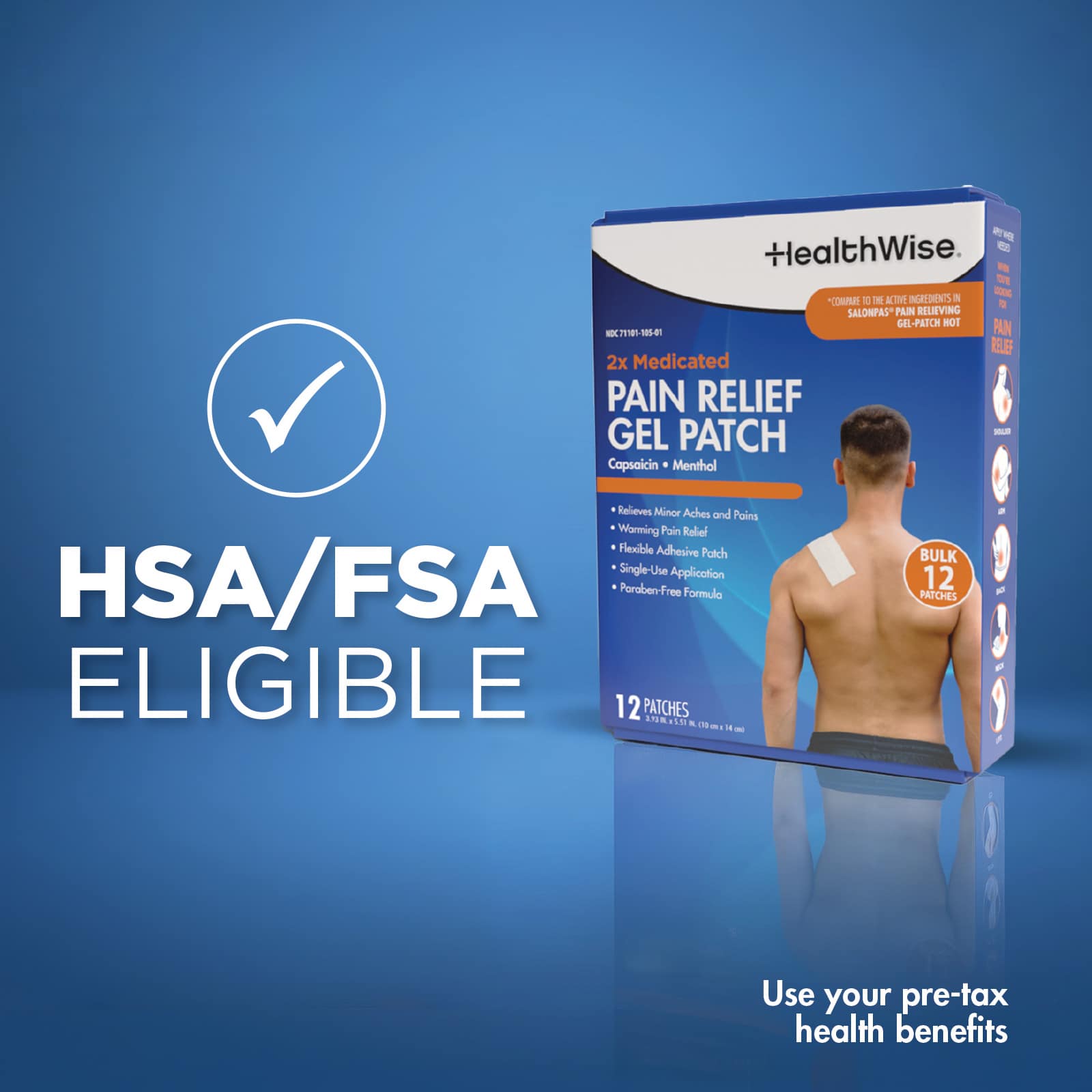 HealthWise 2x Medicated Pain Relief Gel Patch - Image 9