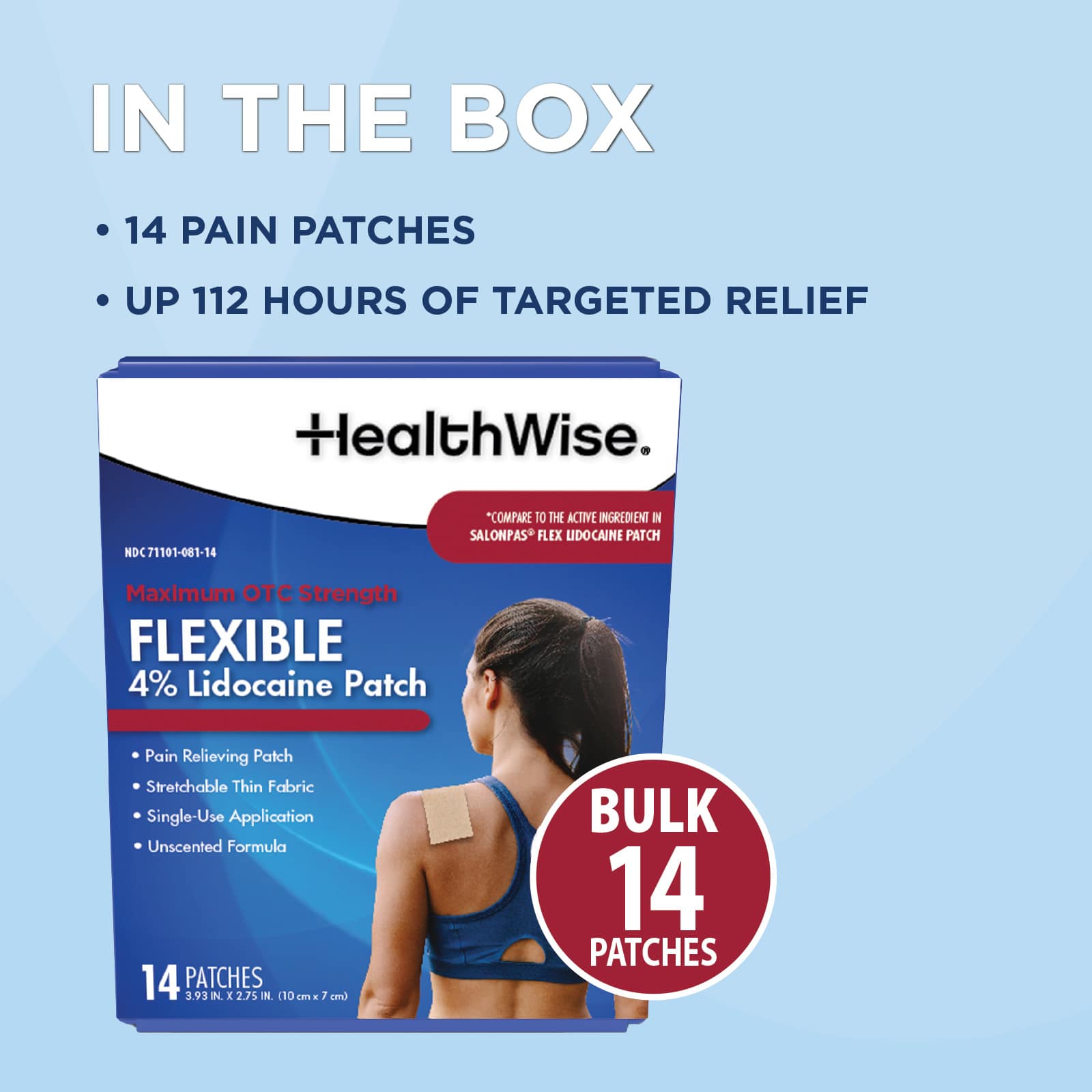 HealthWise 4% Lidocaine Flexible Pain Patch 14 Count - Image 8