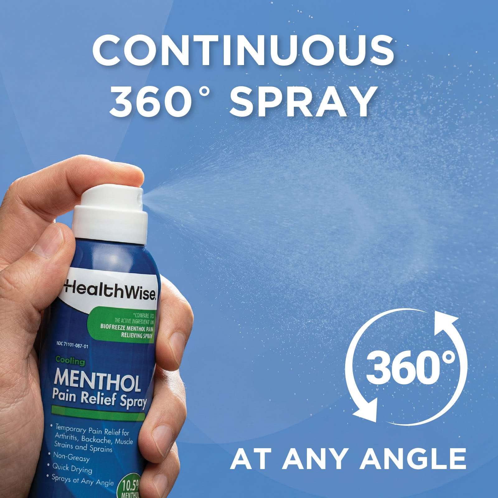 HealthWise Cold Hot Menthol Pain Relief Spray - Image 8