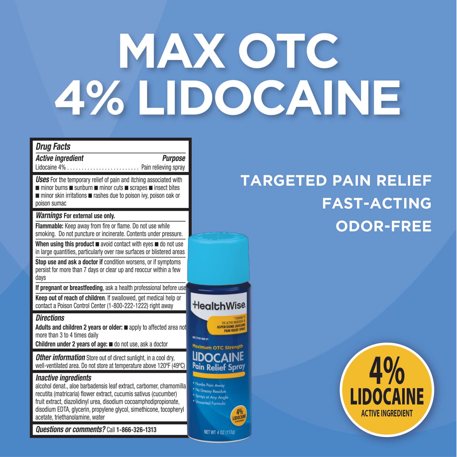 HealthWise 4 % Lidocaine Pain Relief Spray - Image 2