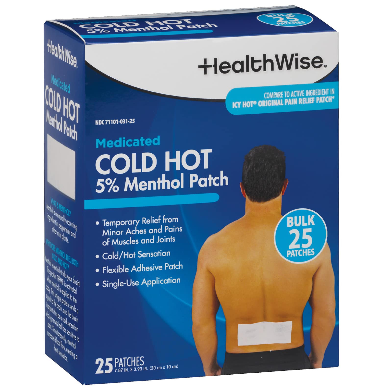 HealthWise Cold Hot Medicated Menthol Patch Large 25-Count