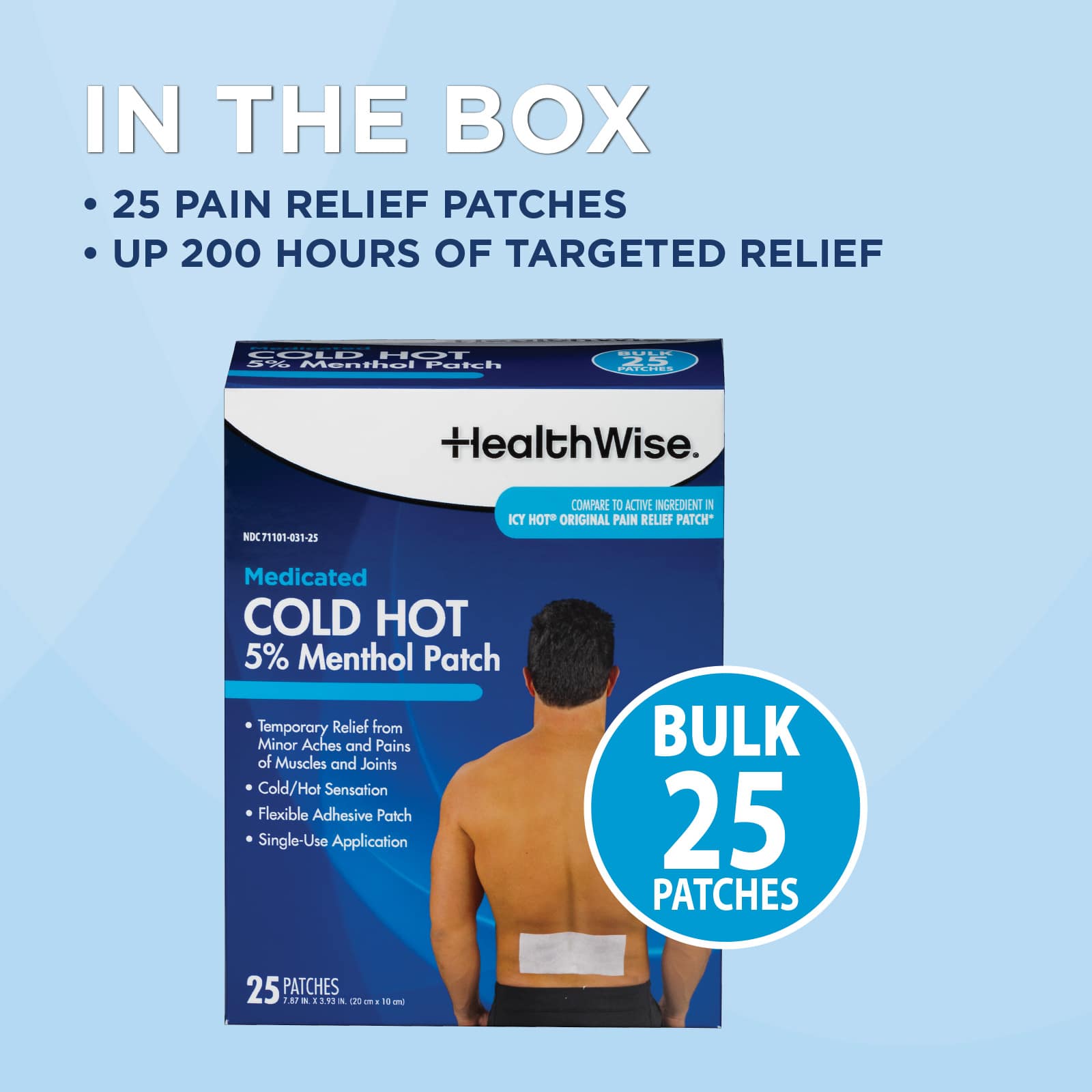 HealthWise Cold Hot Medicated Menthol Patch Large 25-Count - Image 10