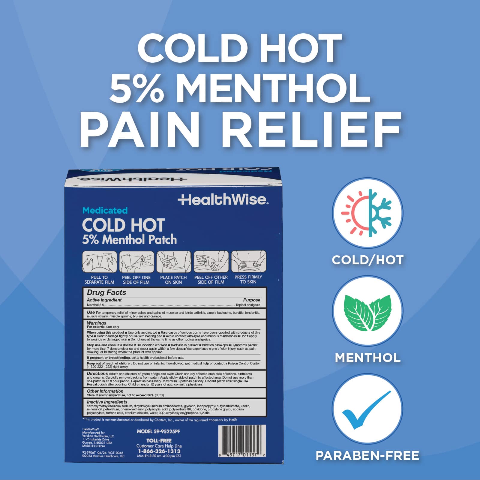 HealthWise Cold Hot Medicated Menthol Patch Large 25-Count - Image 2