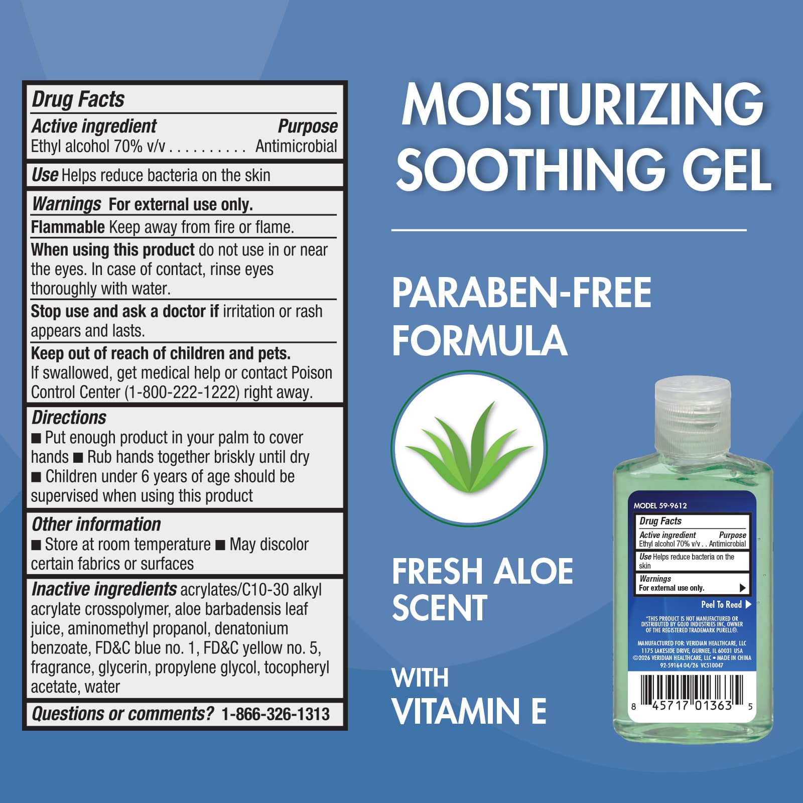 HealthWise Hand Sanitizer With Aloe & Vitamin E, 2 oz - Image 2